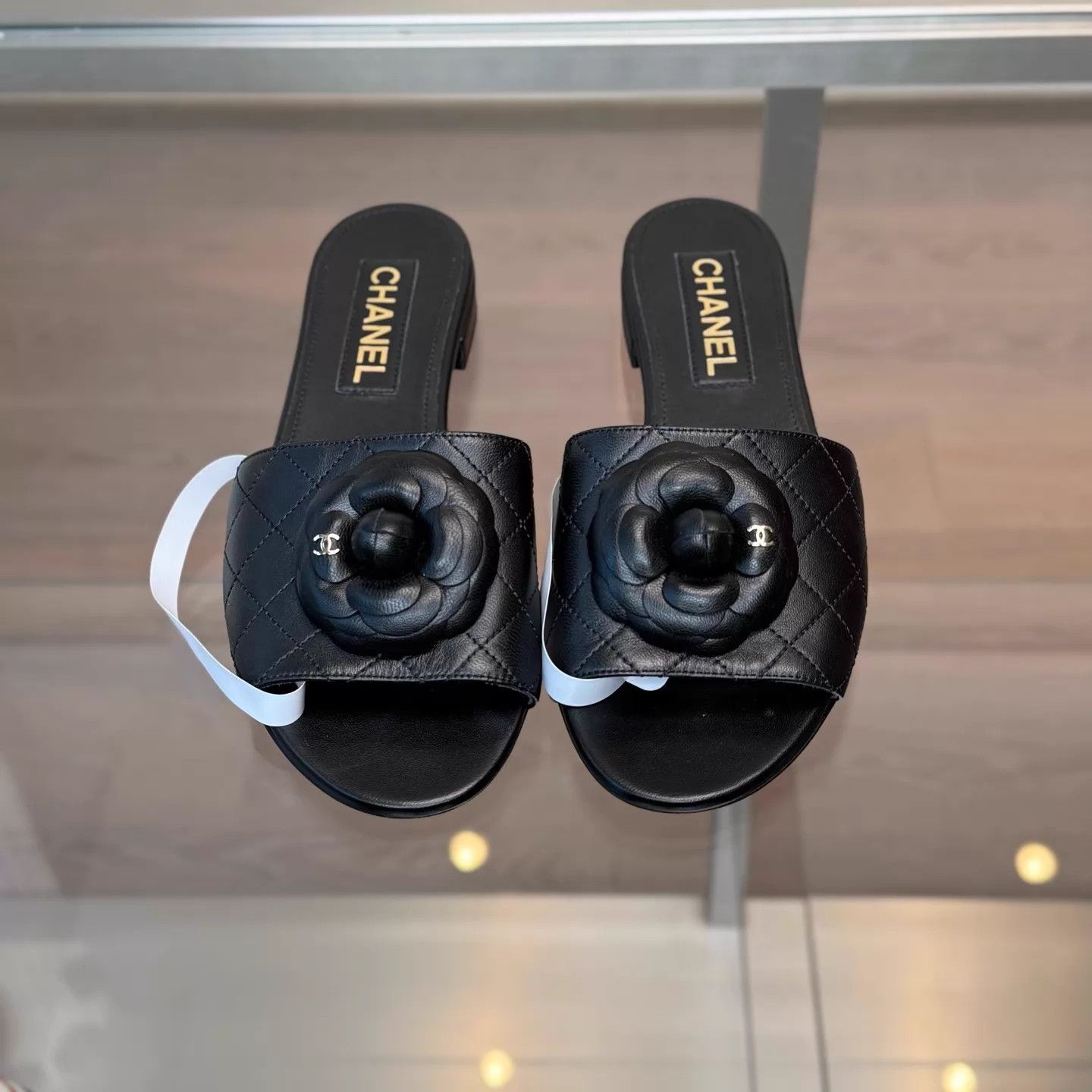 Chanel Chanel Black Camellia Slippers 39 New Size US 8.5 / IT 38.5 - 2 Thumbnail