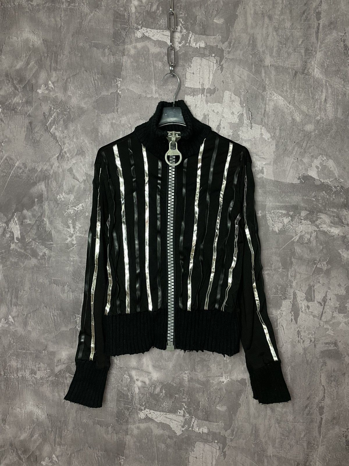Japanese Brand × Vintage Y2K VTG 90s Japanese style 3D striped knit sweater full zip Size M / US 6-8 / IT 42-44 - 1 Thumbnail