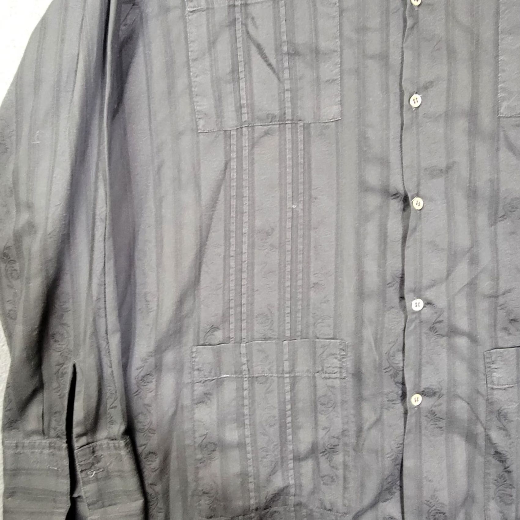 Vintage Dos Carolinas Shirt Mens 2XL Floral 4 Pocket French Cuffs Long Sleeve Black Cotton Size US XXL / EU 58 / 5 - 4 Thumbnail