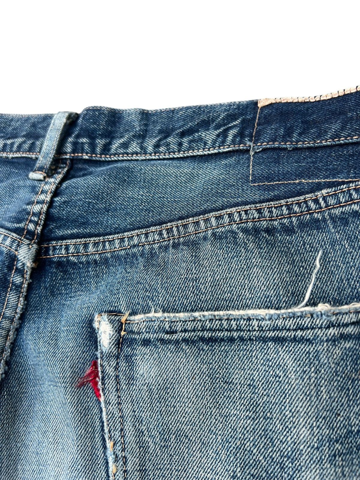 Levi's Vintage Clothing VTG 2002 Levi’s LVC Distress Denim Selvedge Jeans Trashed Size US 32 / EU 48 - 21 Thumbnail