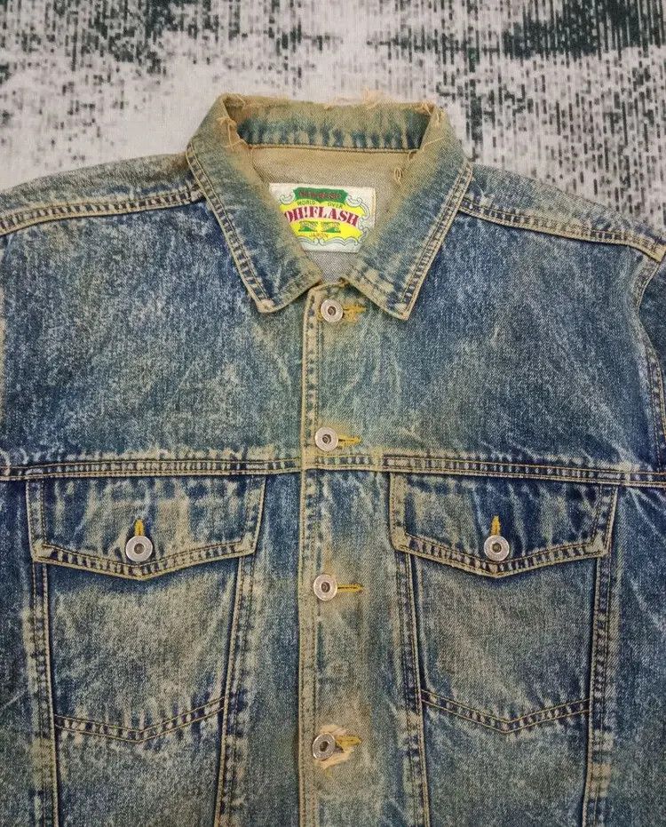 Japanese Brand Vintage OH! FLASH Faded Distressed Oeiflasi Denim Jacket Size US S / EU 44-46 / 1 - 4 Thumbnail