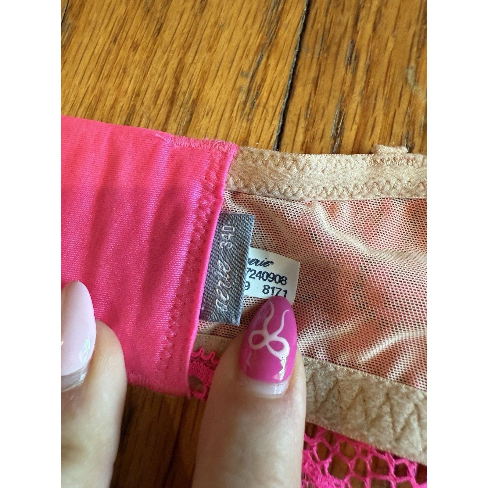 Other Aerie Bra Balconette Hot Pink Lace Underwire 34D Size ONE SIZE - 4 Thumbnail