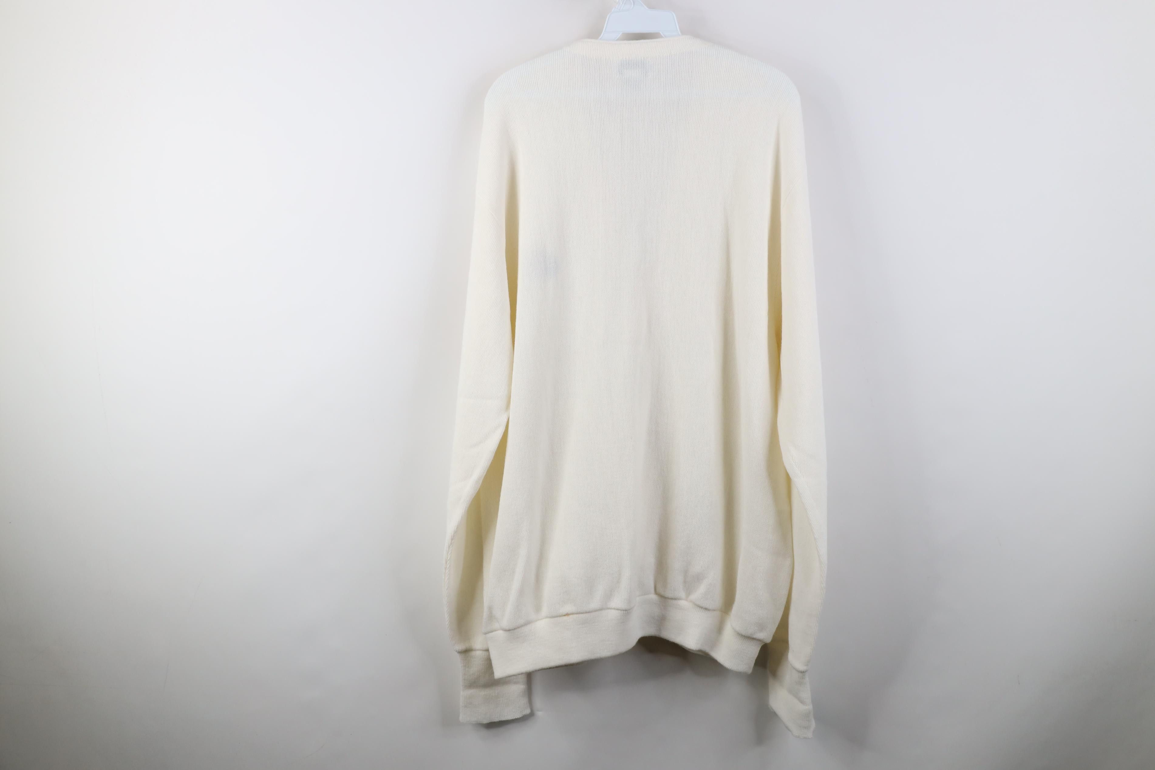 Izod Vintage 80s 90s Izod Shield Knit Cardigan Sweater White USA Size US XL / EU 56 / 4 - 11 Thumbnail