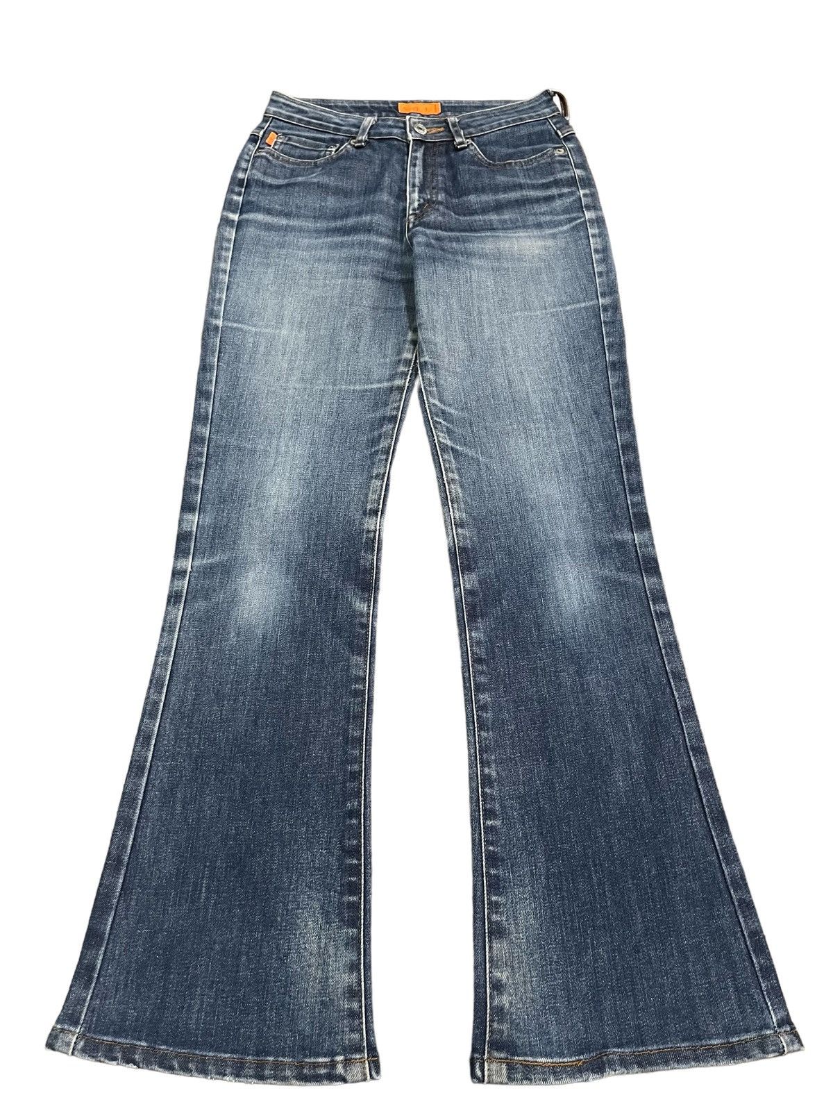 Vintage Japanese Brand Dojo Lake Blue Washed Flare Jeans