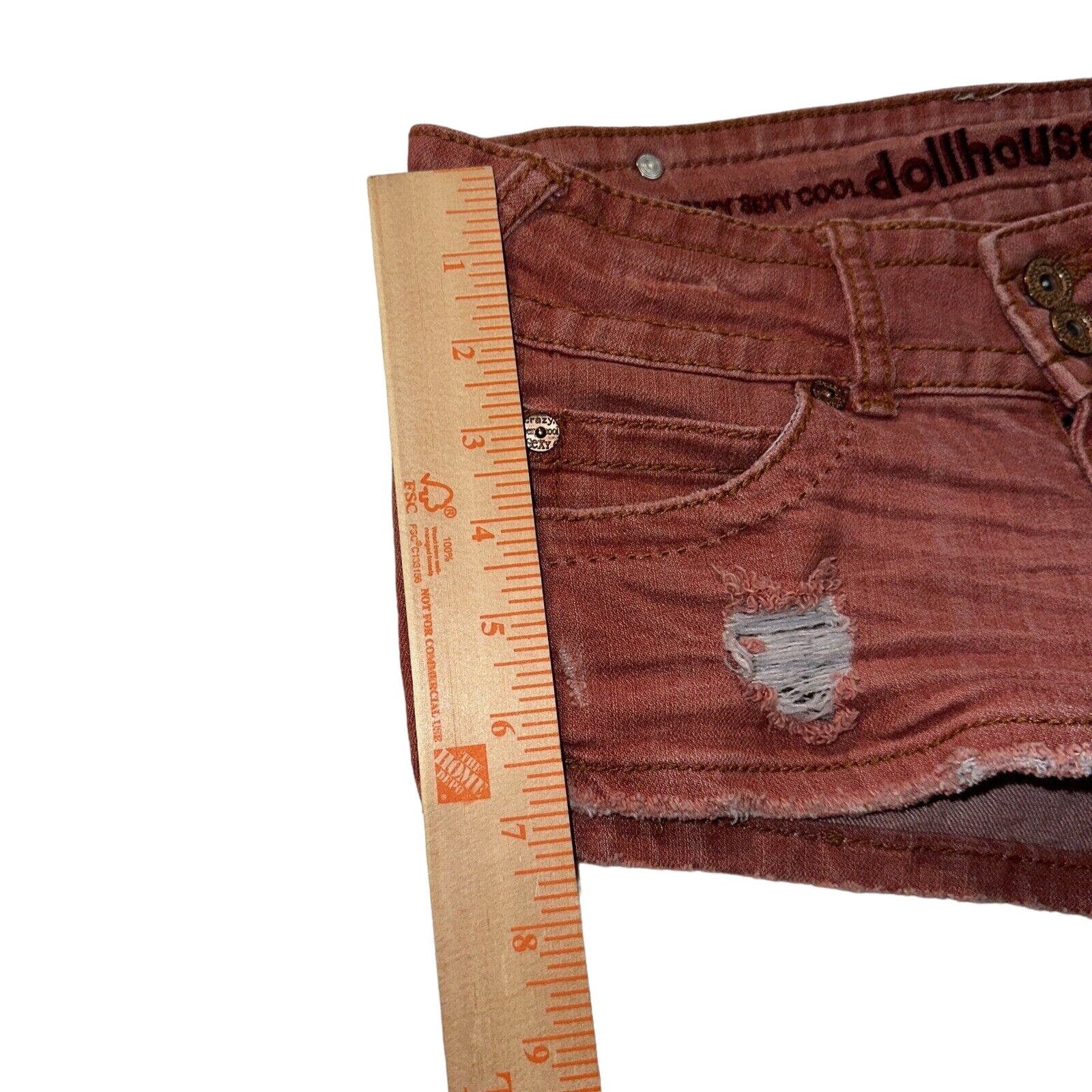King Baby Studio Dollhouse Denim Shorts Red Distressed Size 1 Zip Fly 5pocket Size 25" / US 0 / IT 36 - 8 Thumbnail