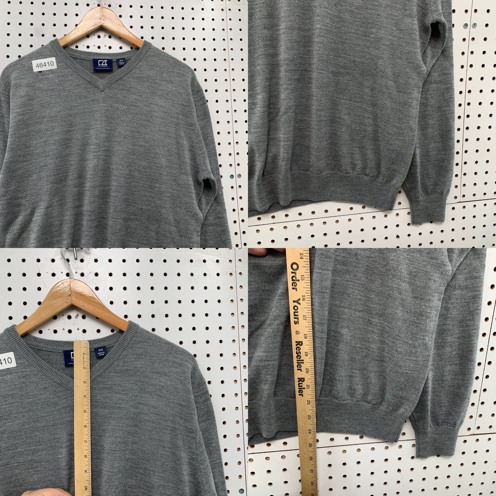 Cutter & Buck Cutter Buck Merino Wool Sweater Mens Medium Gray V-Neck Golf Preppy Pullover Size US M / EU 48-50 / 2 - 8 Thumbnail