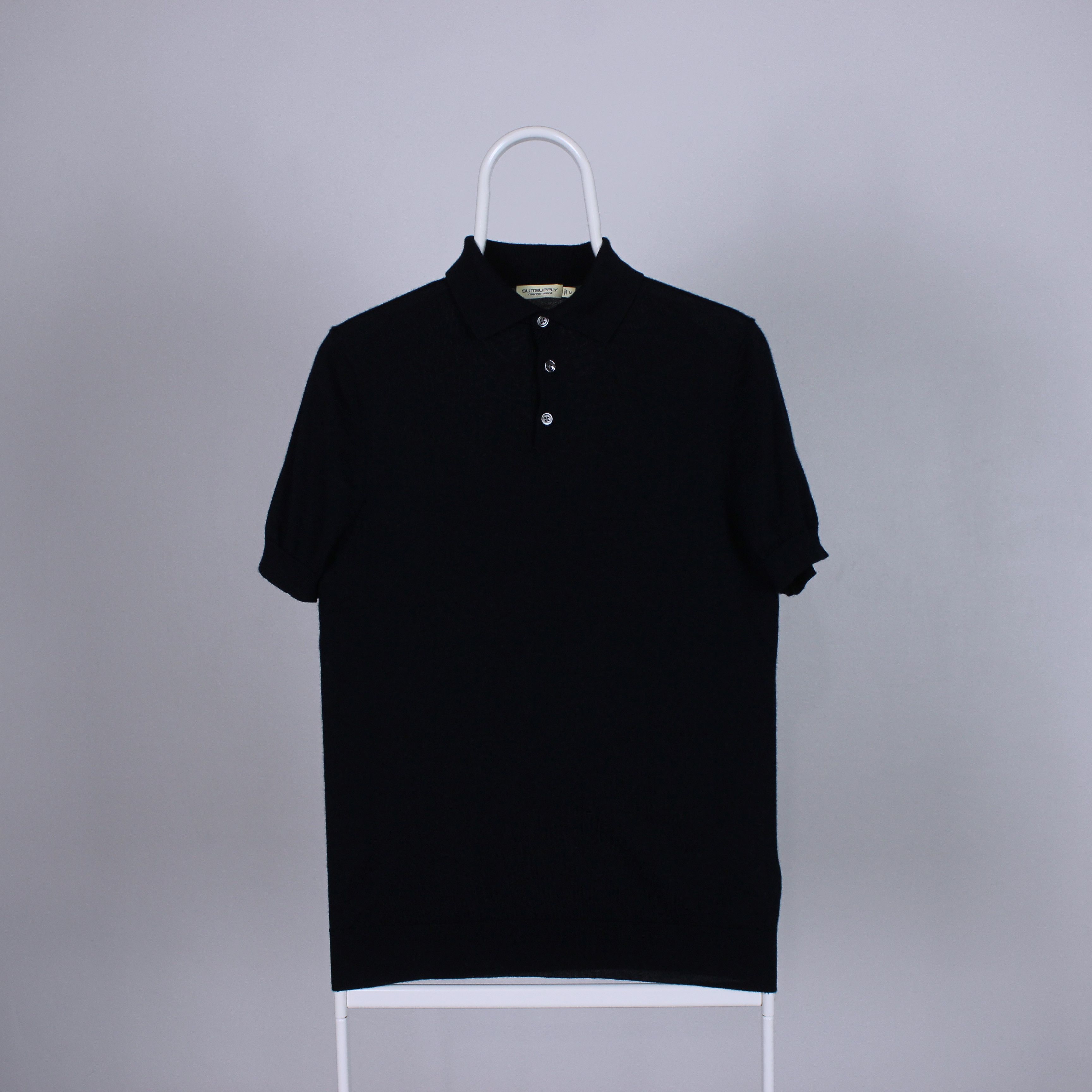 image of Suitsupply Knitwear Polo Shirt Wool Men S in Black Wool (Size Small)