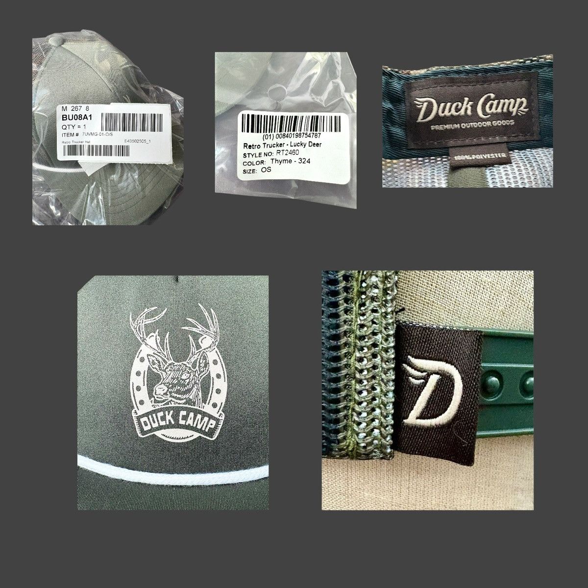Other Duck Camp Men’s Thyme Green Retro Trucker Hat Sz OS Size ONE SIZE - 17 Thumbnail