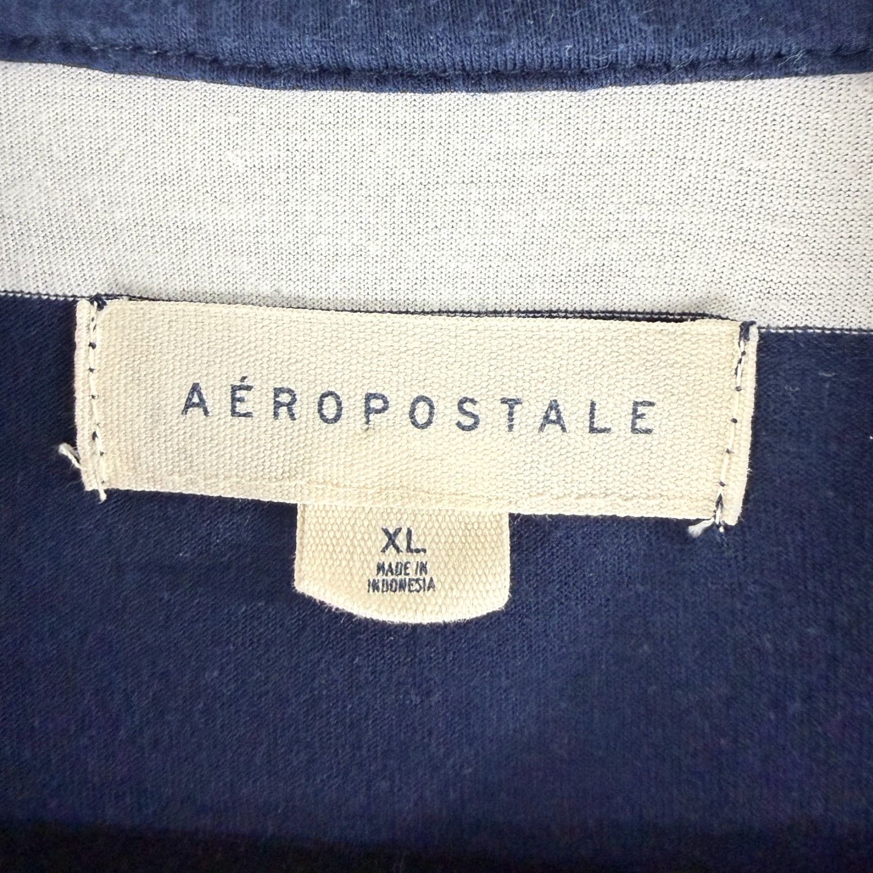 Vintage Aeropostale Polo Shirt Mens XL Blue White Striped Rugby Style Cotton Shirt Size US XL / EU 56 / 4 - 7 Thumbnail