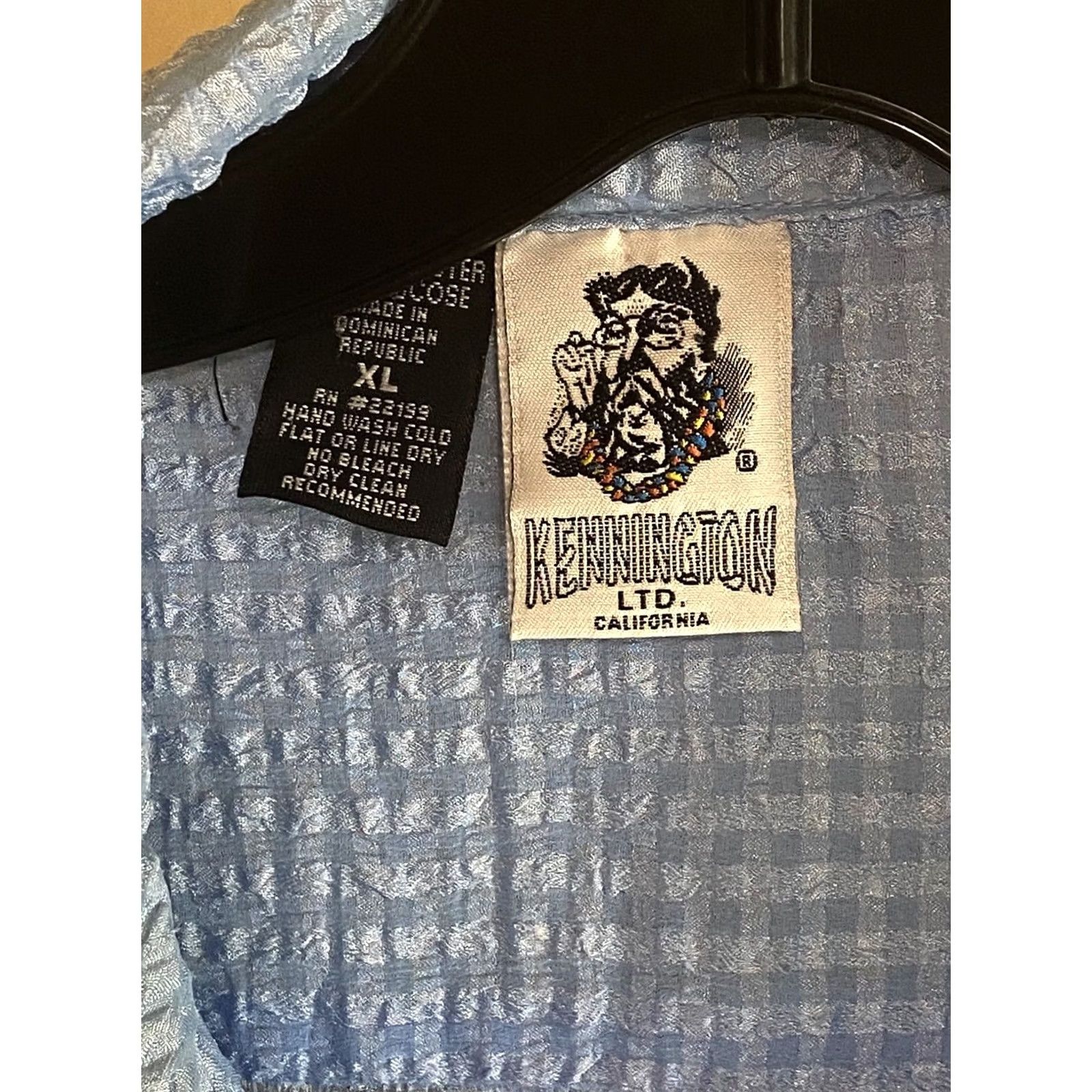 Vintage Kennington California Sky Blue Poly Textured Short Sleeve Button Shirt XL Mens Shirt Size US XL / EU 56 / 4 - 3 Thumbnail