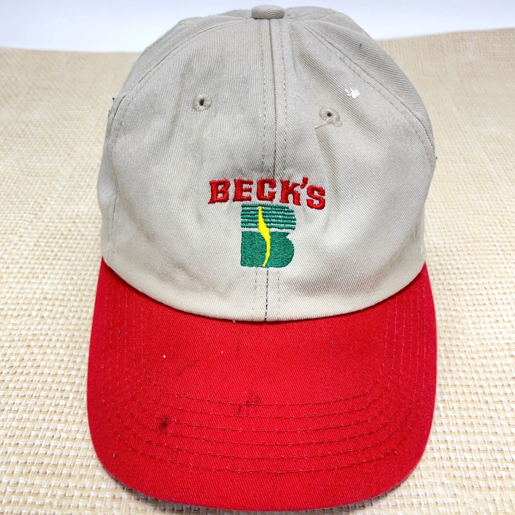 Vintage VINTAGE Beck's Seed Hat Cap Snap Back Made In USA Red 80s 90s Farm Agriculture Mens Size ONE SIZE - 3 Thumbnail