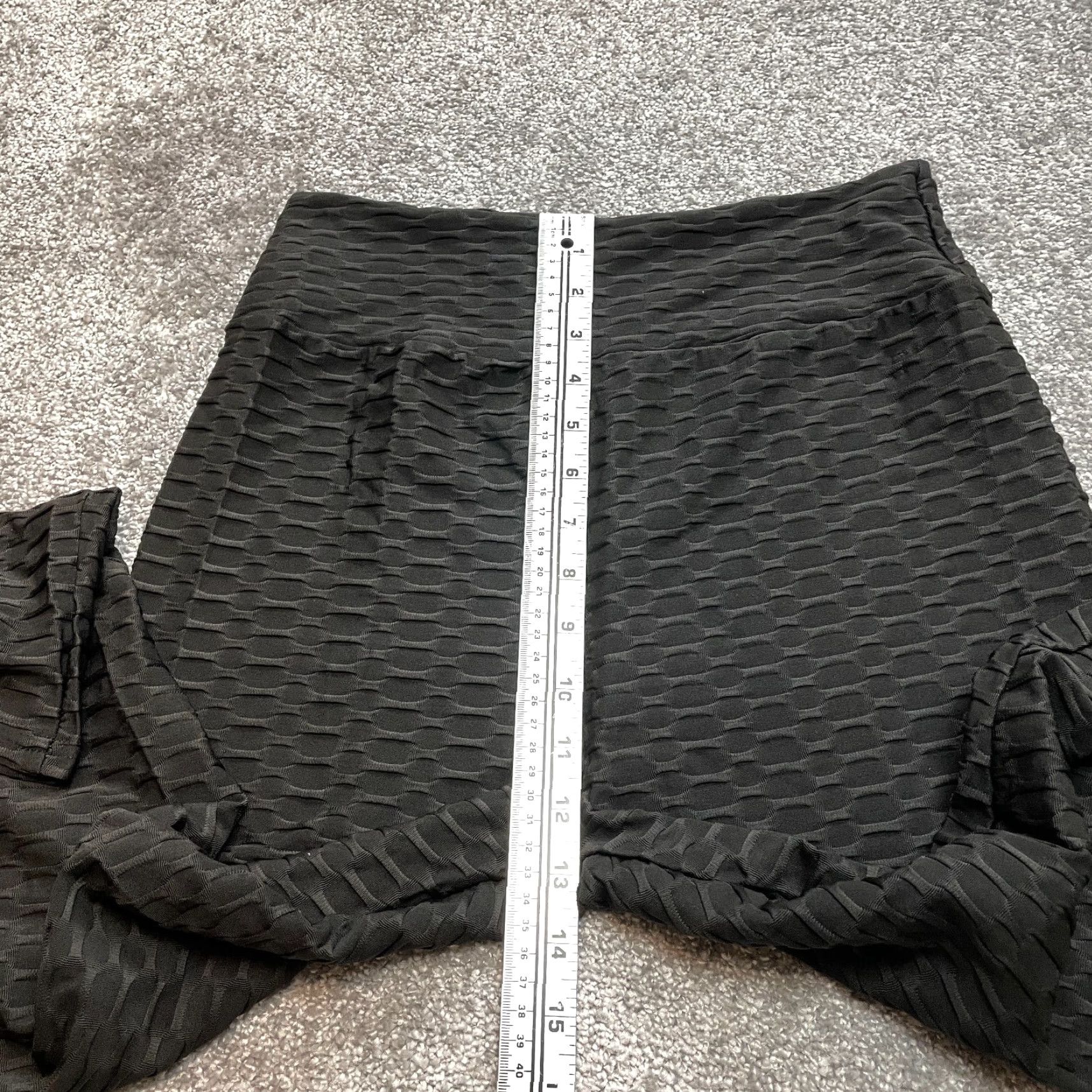 Vintage Unbranded Leggings Womens Large Black Yoga Stretch Textured New NWT 26x25 Size 36" / US 14 / IT 50 - 4 Thumbnail