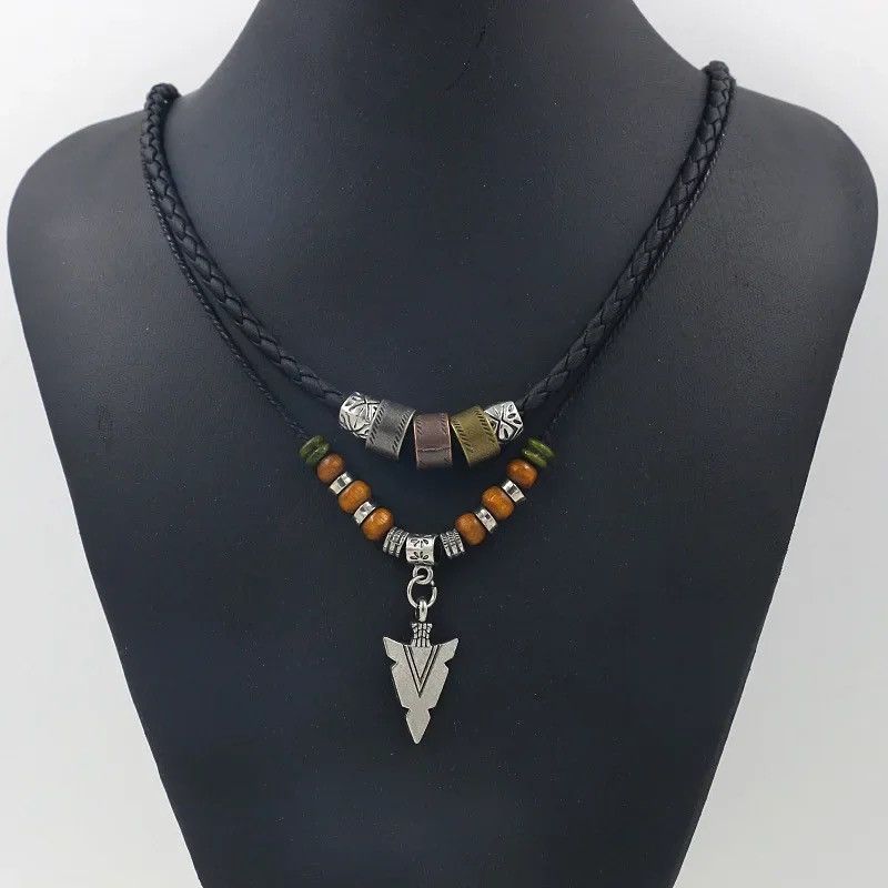 Jewelry × Vintage Stacked Artificial Leather Rope Beaded Necklace Size ONE SIZE - 2 Thumbnail