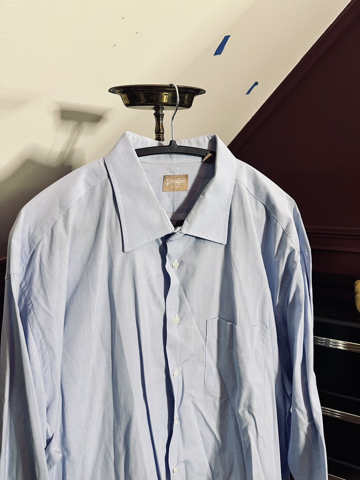 Gitman Bros. Light blue plaid MiUSA pocket button-up dress shirt Size US XXL / EU 58 / 5 - 2 Thumbnail
