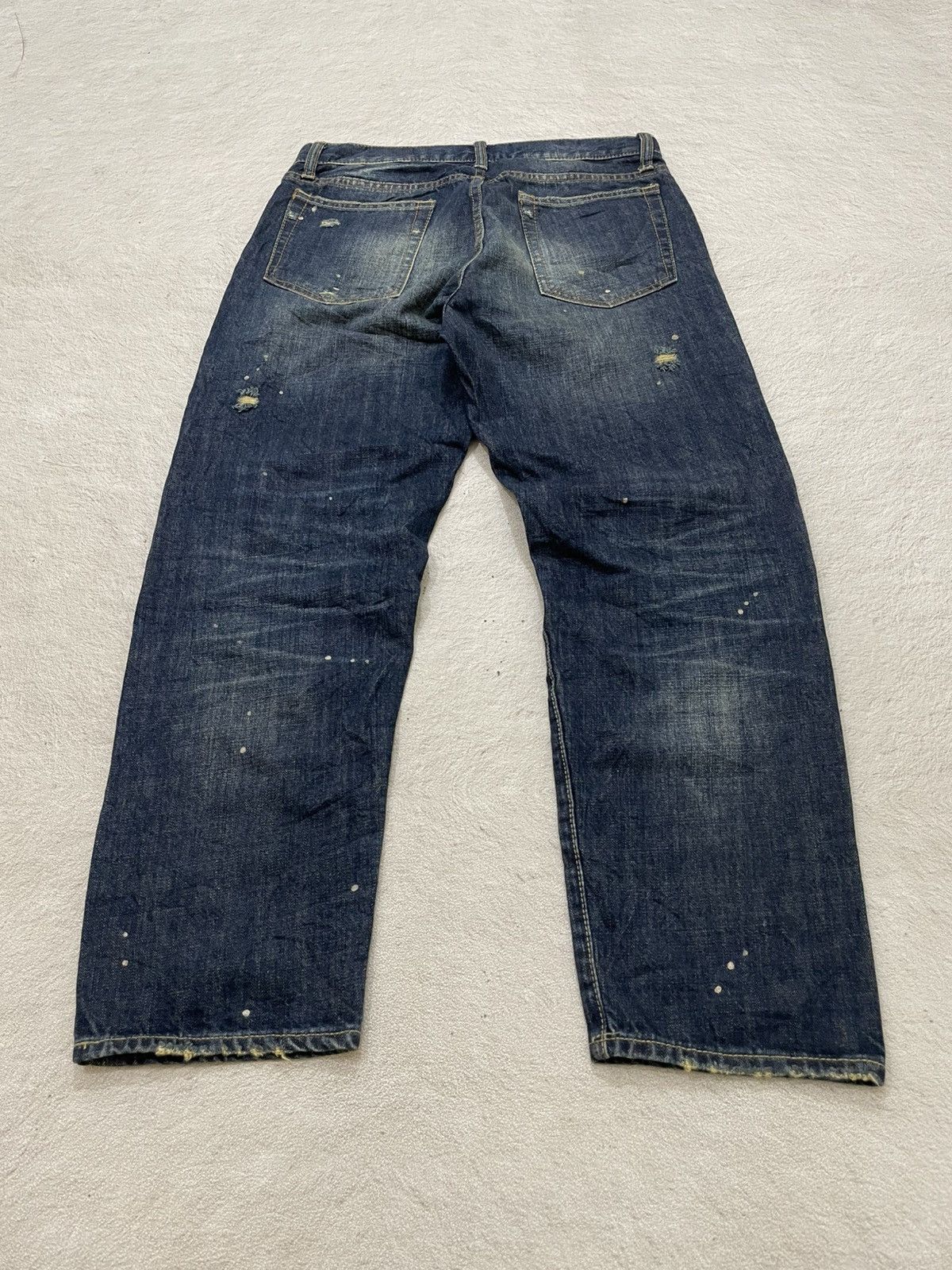 Japanese Brand Heavily Repaired Japanese Style Workwear Denim Dark Indigo Size US 31 - 8 Thumbnail
