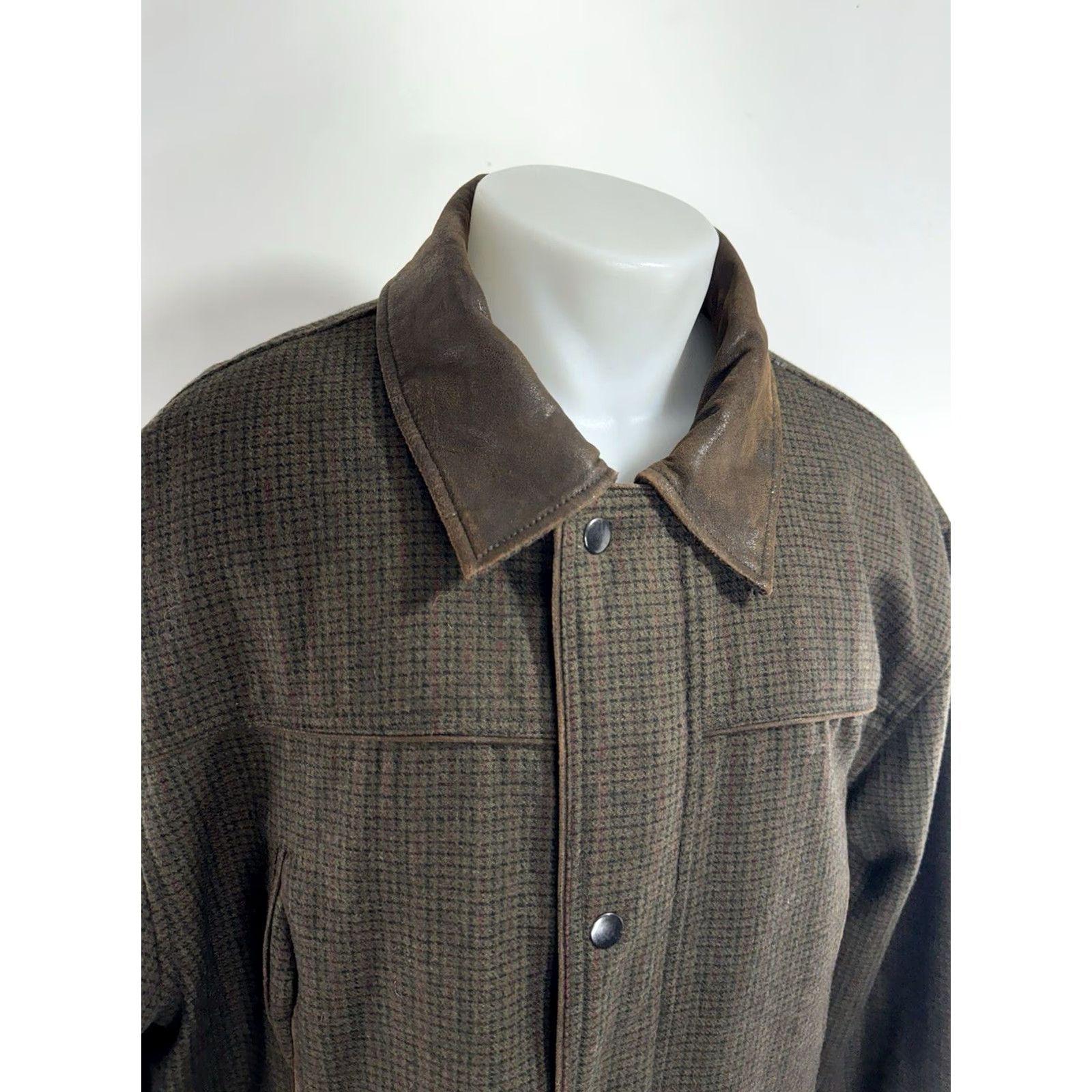 Vintage KING RANCH WOOL BLEND ELBOW PATCH JACKET Olive / Brown / Blue / Red XL MEN Wool Leather Trim Full Zip Vintage? Size US XL / EU 56 / 4 - 2 Thumbnail