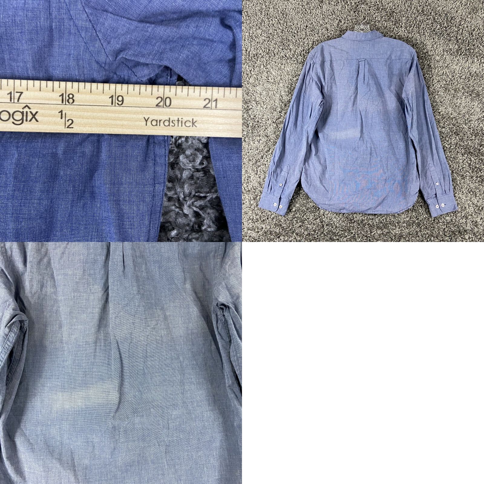 Denime DENIM & FLOWER Button-Up Shirt Men M Long Sleeve Blue Floral Back Color Change Fabric Denim Mens M Blue Floral Shirt Size US M / EU 48-50 / 2 - 8 Thumbnail