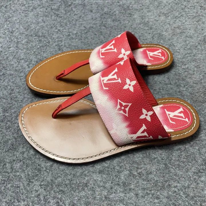 Louis Vuitton Louis Vuitton Red Palma Flat Sandals for Women 0079 Size US 6 / IT 36 - 1 Thumbnail