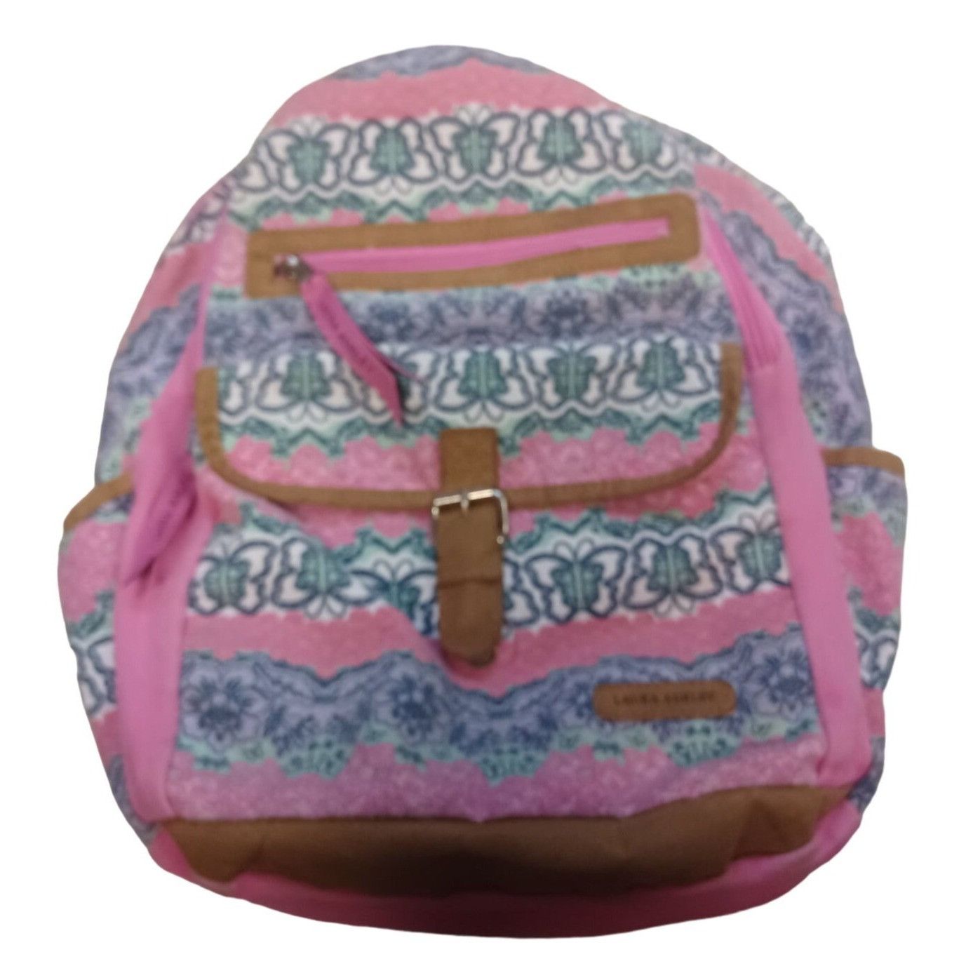 Laura Ashley Laura Ashley Boho Backpack Pink Canvas Faux Leather 