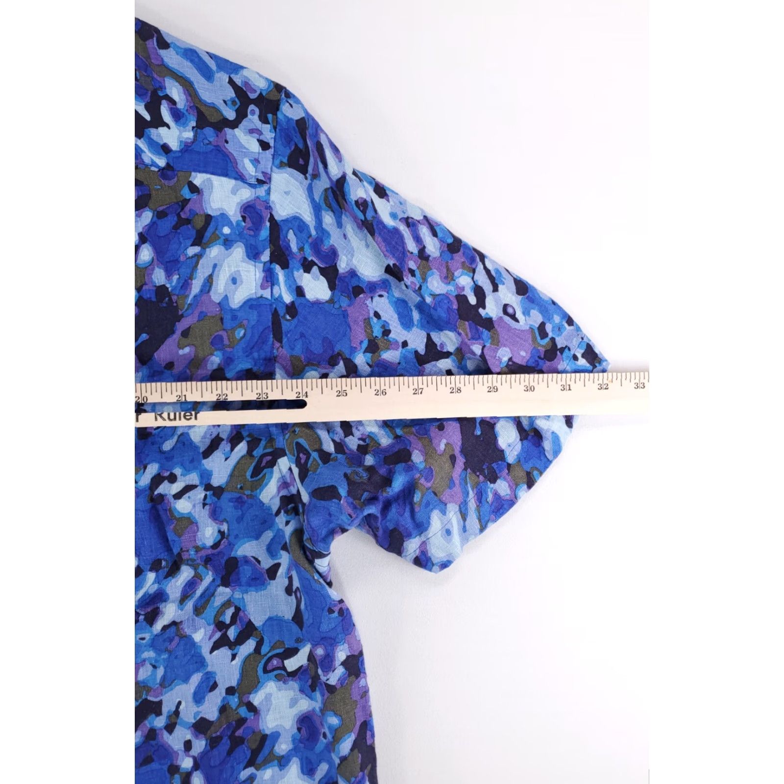 Vintage Jhane Barnes Button-Up Shirt Blue 100% Linen Short Sleeve Mens XXL Abstract Shirt Size US XXL / EU 58 / 5 - 7 Thumbnail