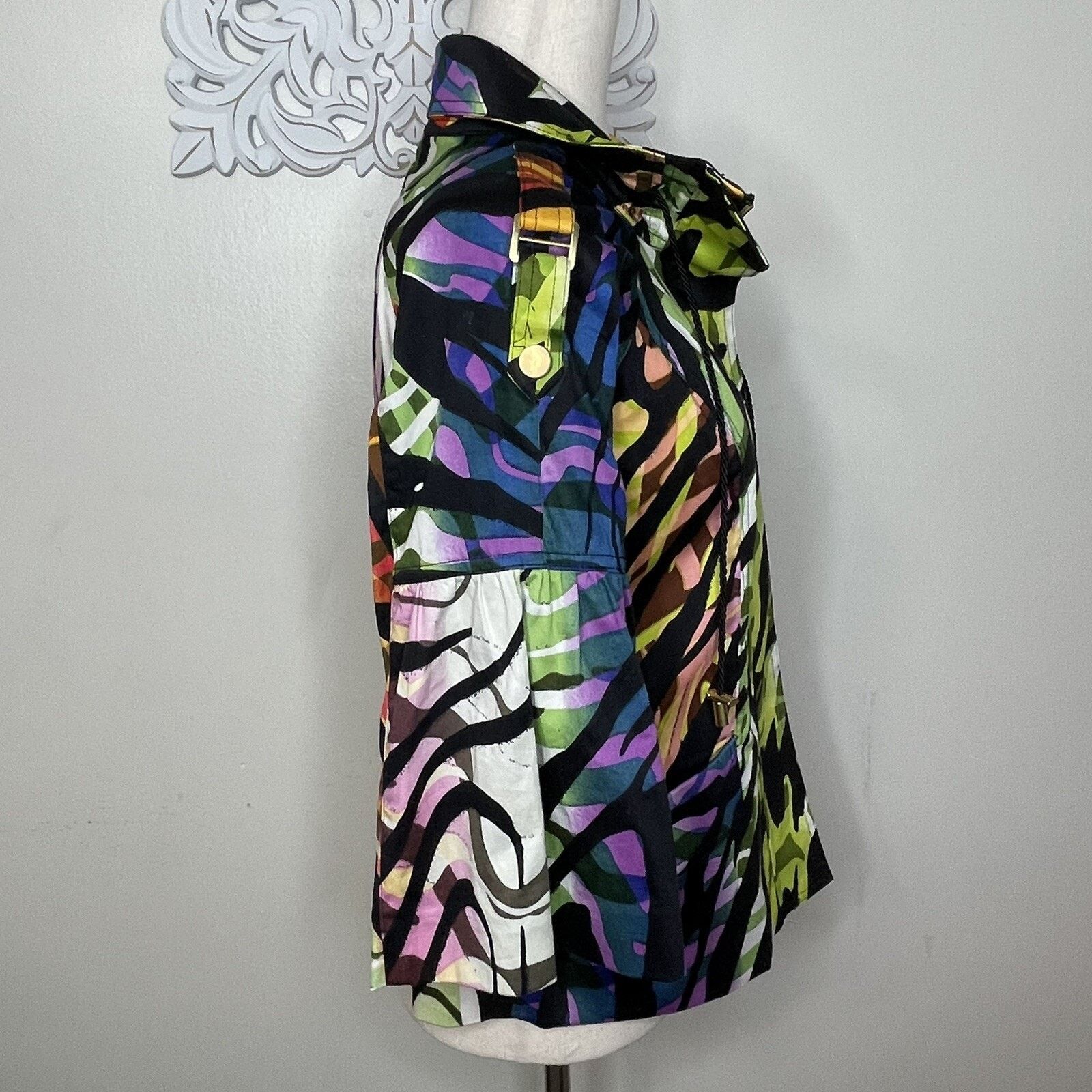 Other JUST B Women's Jacket MEDIUM Rainbow Tiger Stripe 3/4 Sleeve Size M / US 6-8 / IT 42-44 - 7 Thumbnail