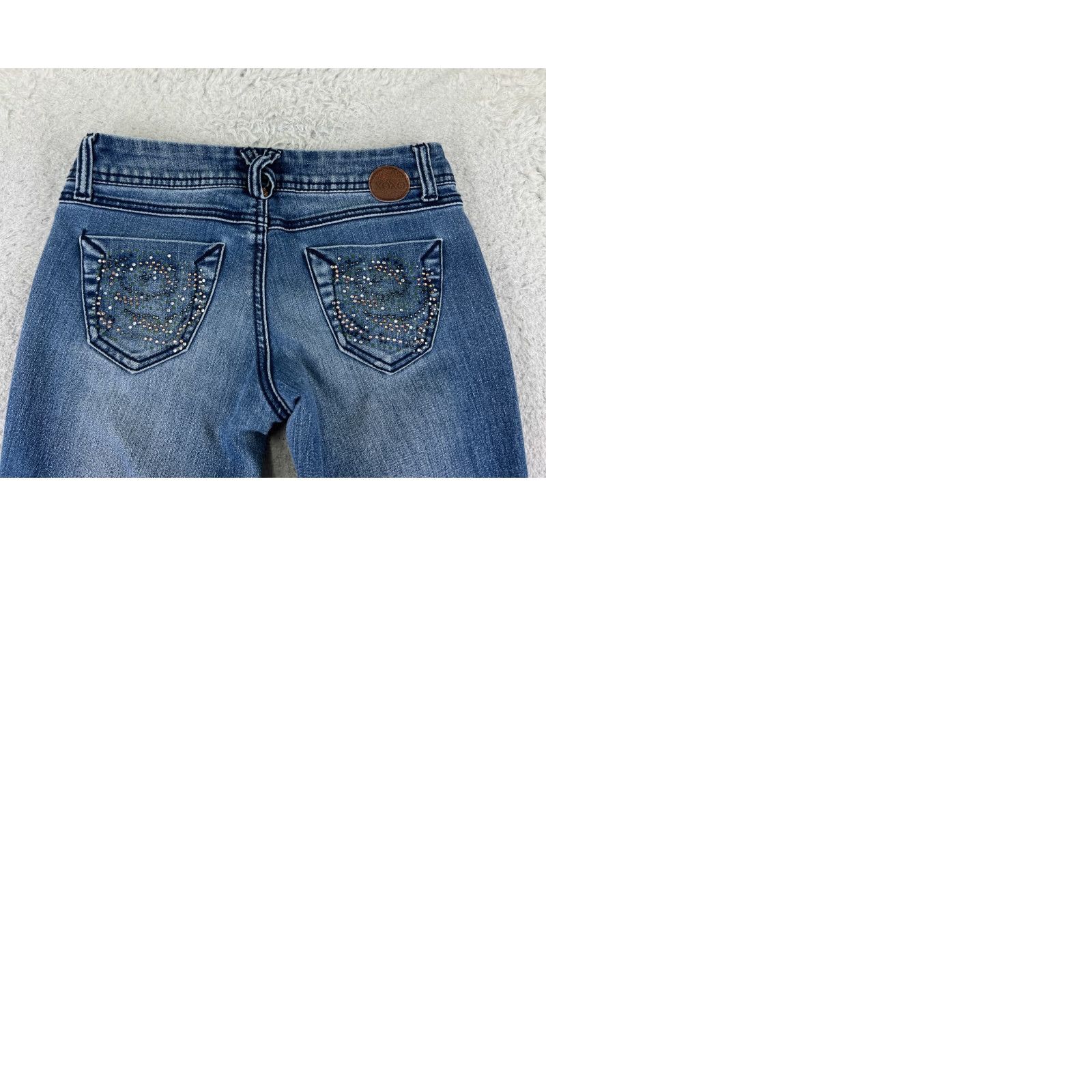 XOXO XOXO Jeans Women's Jeans Denim Blue 25x27 Skinny Low Rise 5-Pocket Embroidered Zipper Button Floral Cotton Stretch Read Size 25" / US 0 / IT 36 - 10 Thumbnail