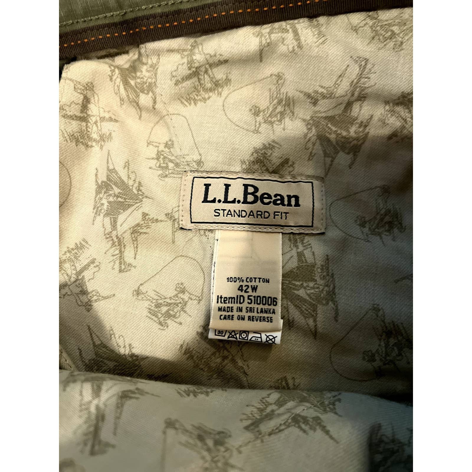 L.L. Bean L.L. Bean Mens Shorts-Sz:42W Standard Fit-Olive Green Cotton Size US 42 / EU 58 - 3 Thumbnail