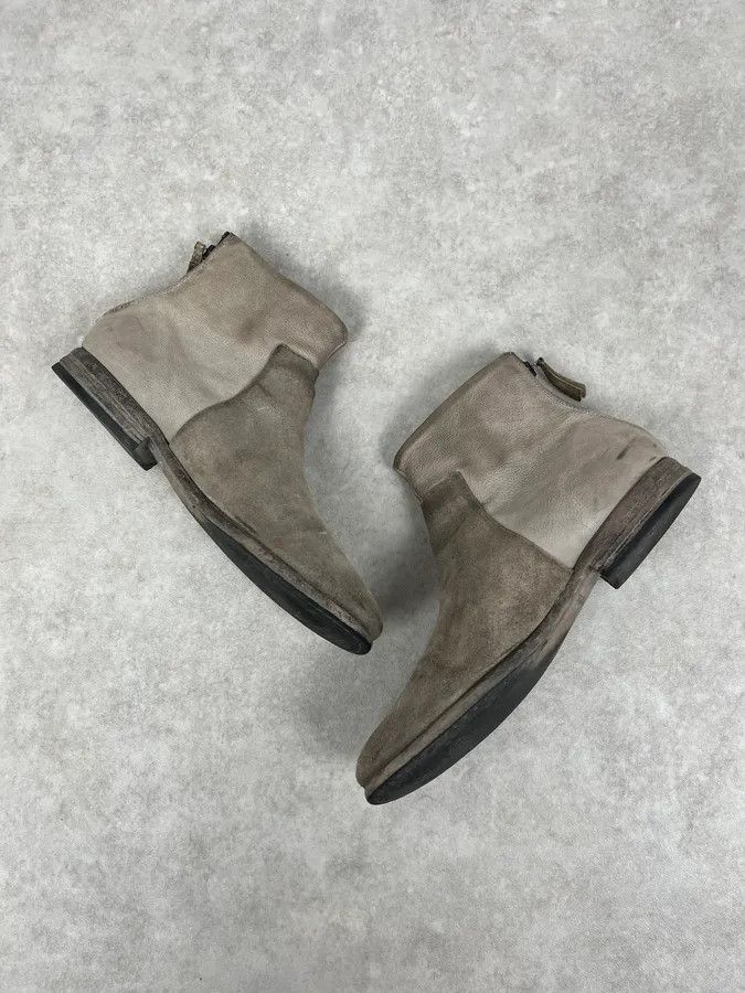Diesel Diesel White & Grey Avant-Garde Aged Leather Boots Size US 8 / EU 41 - 6 Thumbnail