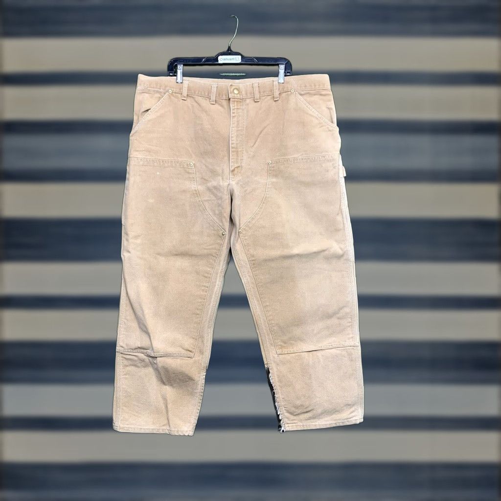 Carhartt VINTAGE Carhartt Double Knee Work Pants Mens 42 Adult 42x27 Brown Cotton Canvas Zig Zip Ankle 90s USA Made Carpenter Tapered Relaxed Mens Size US 42 / EU 58 - 1 Thumbnail