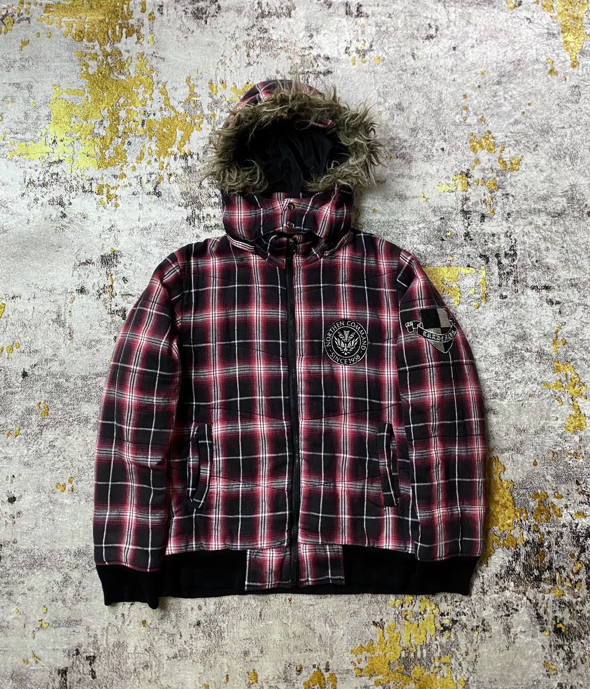 Pre-owned Hysteric Glamour X If Six Was Nine Japanese Modified Puffer Fur Jacket In Black Red