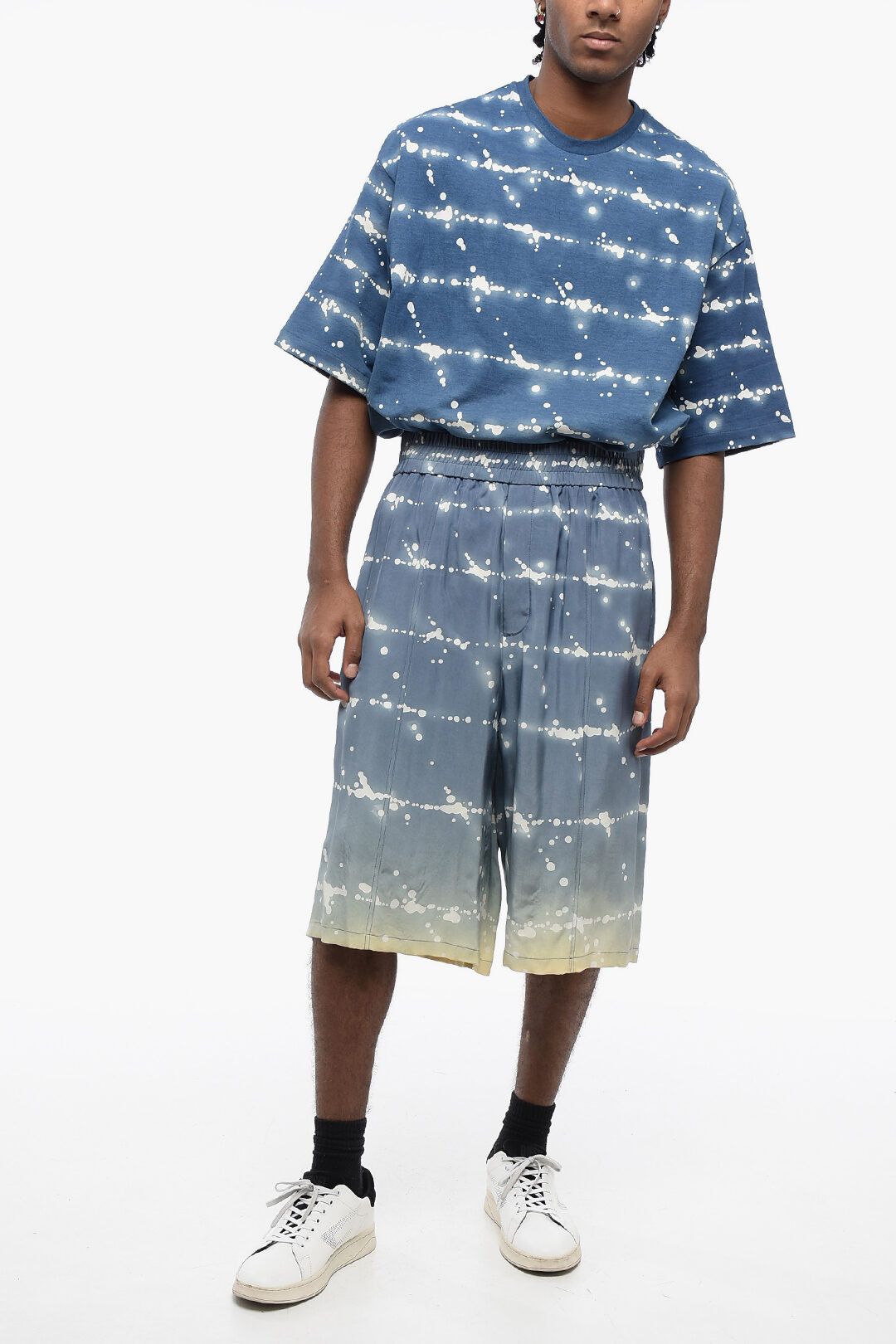 Jil Sander og1mm0625 Printed Viscose Short in Light Blue Size US 32 / EU 48 - 4 Thumbnail