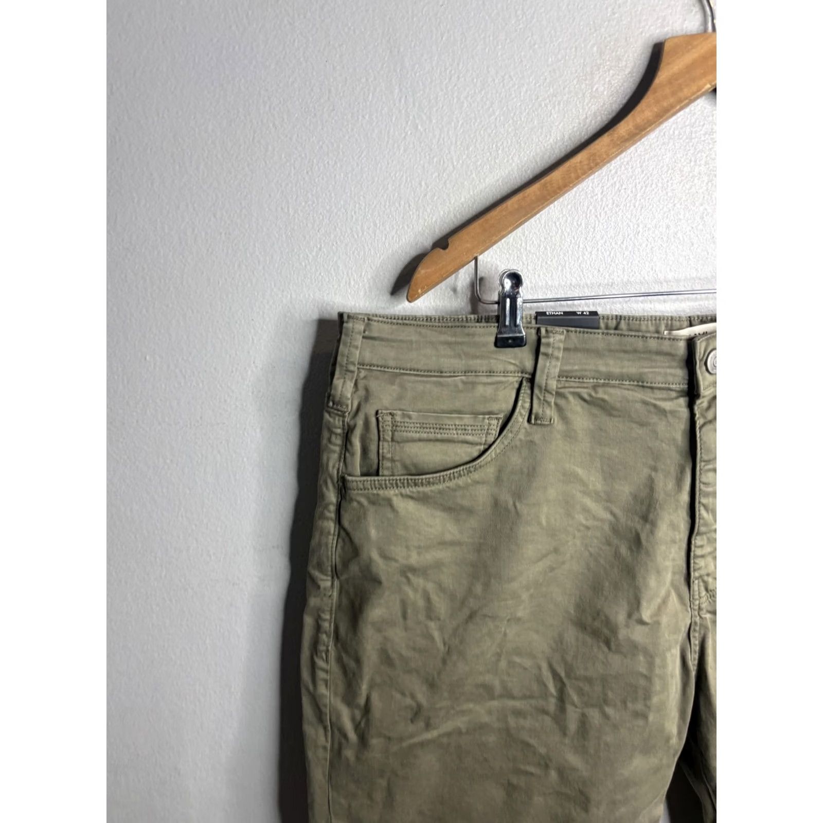 Mavi Mavi Mens 42 Green Ethan Sage Twill Straight Short Chino Casual Stretch Shorts with Pockets - Regular Fit, Flat Front, 9in Inseam, Cotton Elastane Size US 42 / EU 58 - 2 Thumbnail