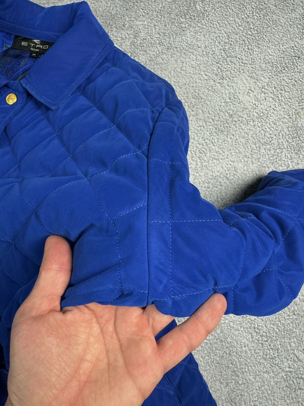 Etro × Vintage ETRO Milano Silk Quilted Blue Jacket Size M / US 6-8 / IT 42-44 - 12 Thumbnail