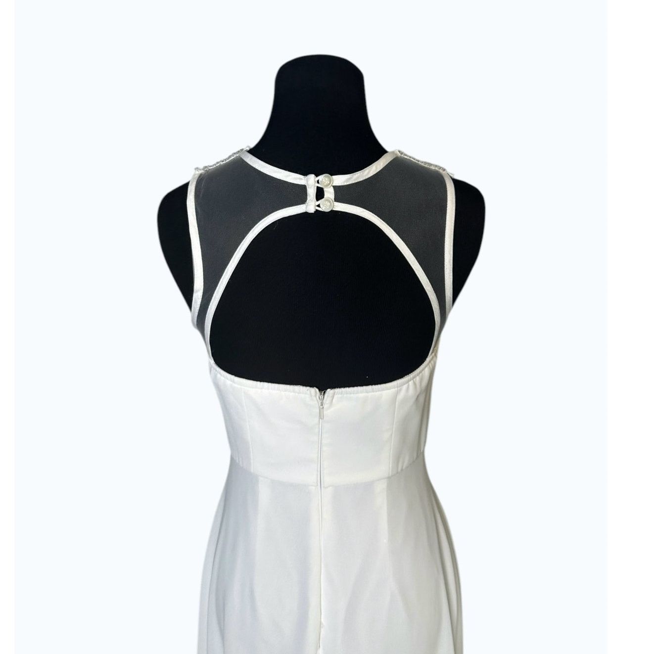 GB GB white neck embellished detail long wedding dress size S Size S / US 4 / IT 40 - 6 Thumbnail