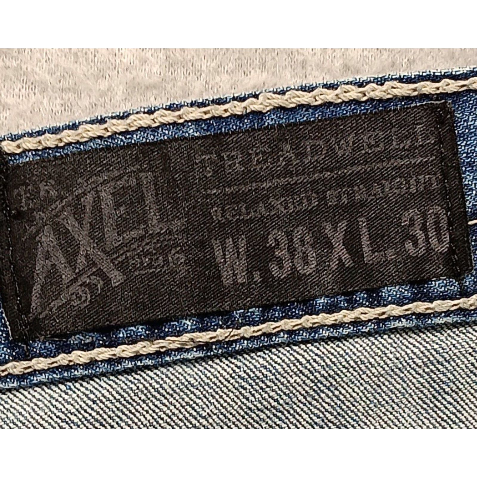 Denime Axel Jeans Mens Size 38 Relaxed Straight Blue Denim Zip Pocket Logo 38x30 Actual 38x28 Vintage No Pattern Solid Size US 38 / EU 54 - 4 Thumbnail