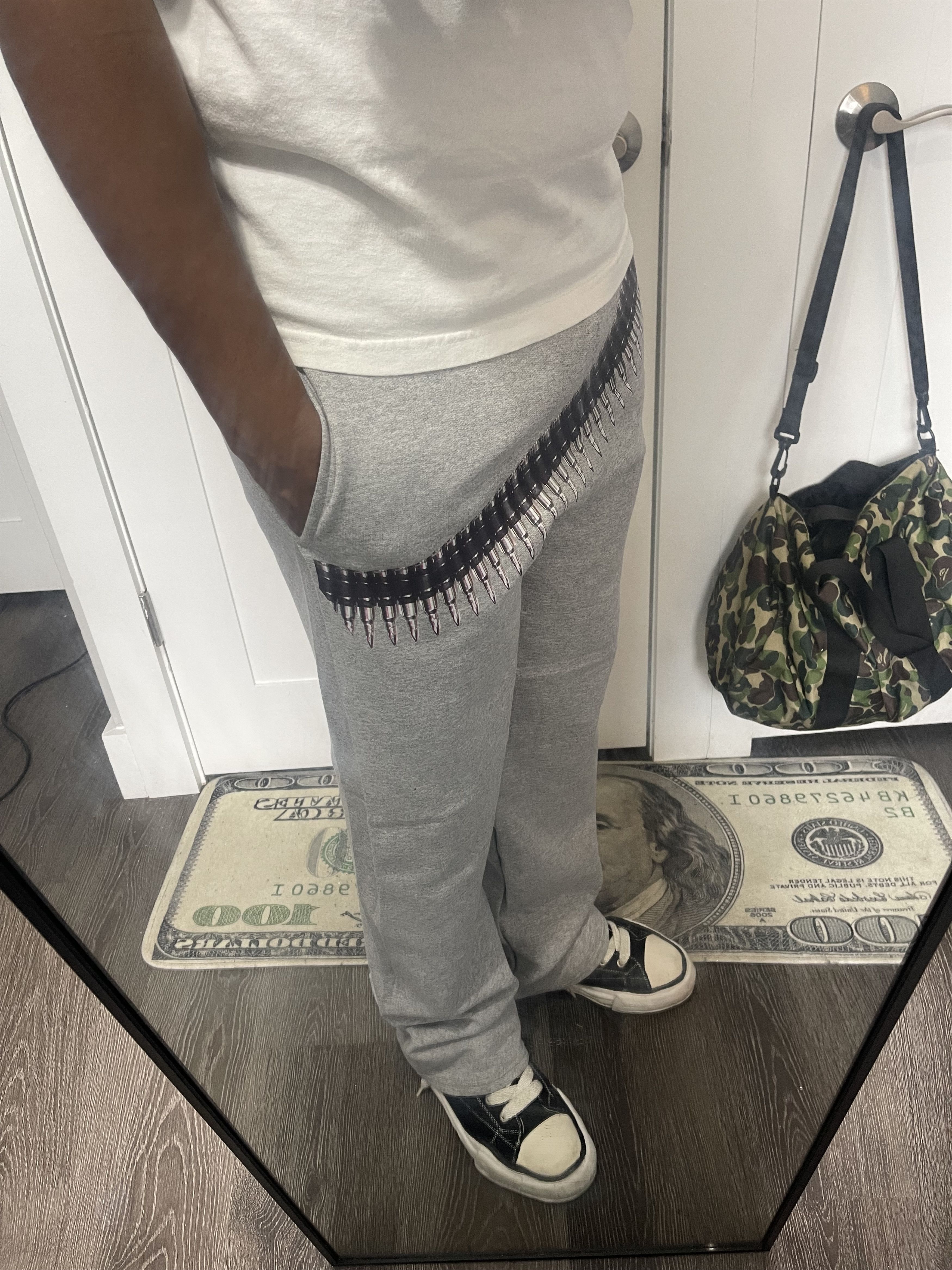 Japanese Brand Grey Bullet Belt Sweatpants Size US 30 / EU 46 - 1 Thumbnail