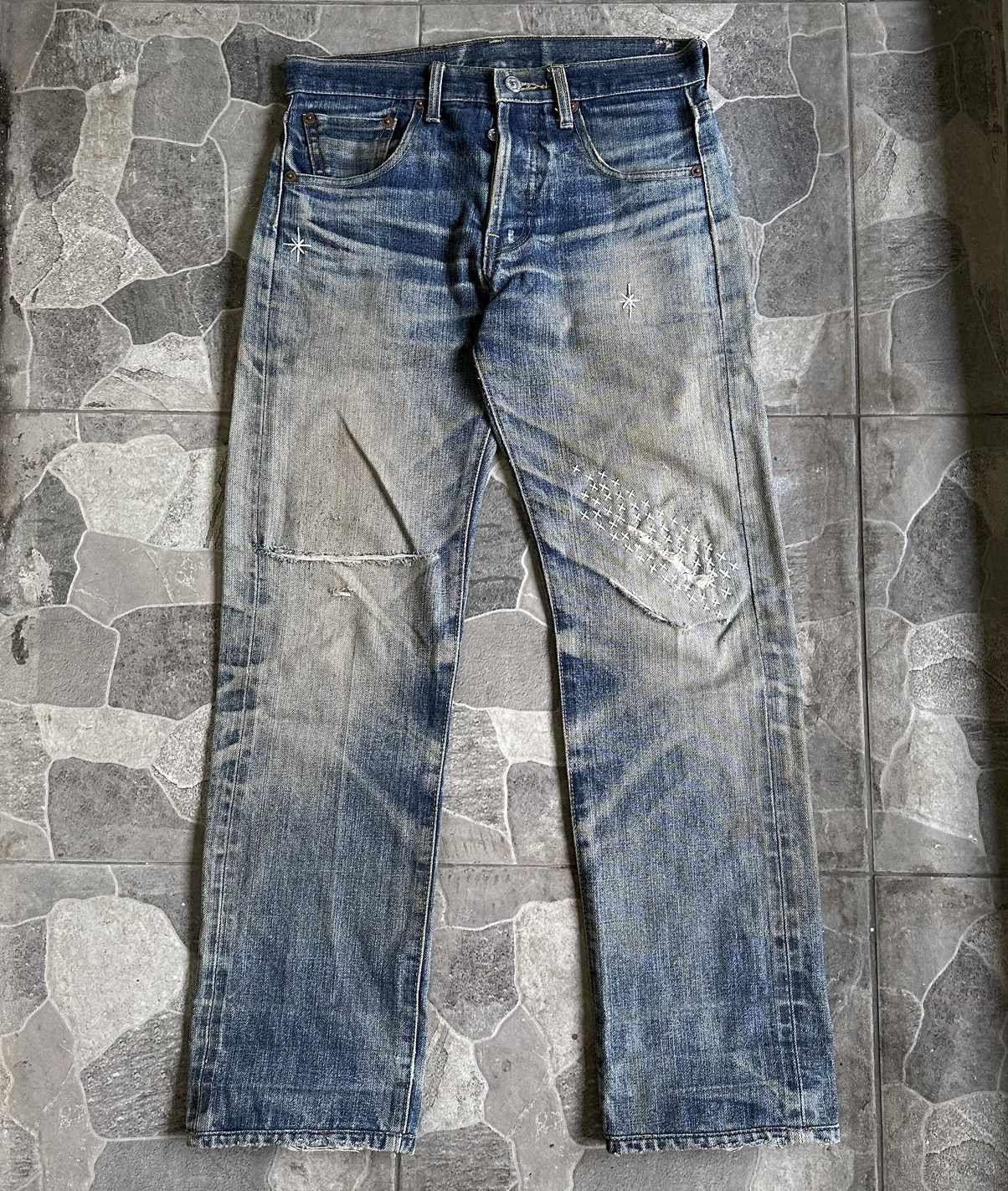 Levi's Vintage Clothing Vintage 1990s Levis 501-0657 Big E Selvedge Fadded Size US 28 / EU 44 - 4 Thumbnail