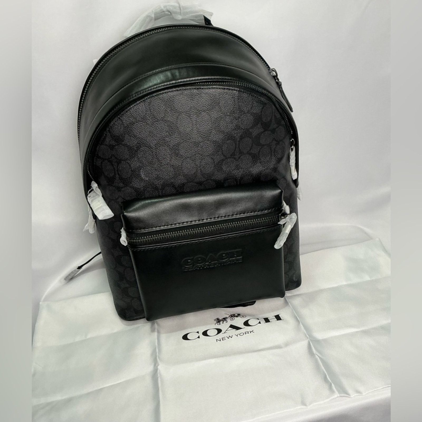 Coach COACH Signature Charter Backpack Signature Canvas Black NEW Size 36 - 1 Thumbnail