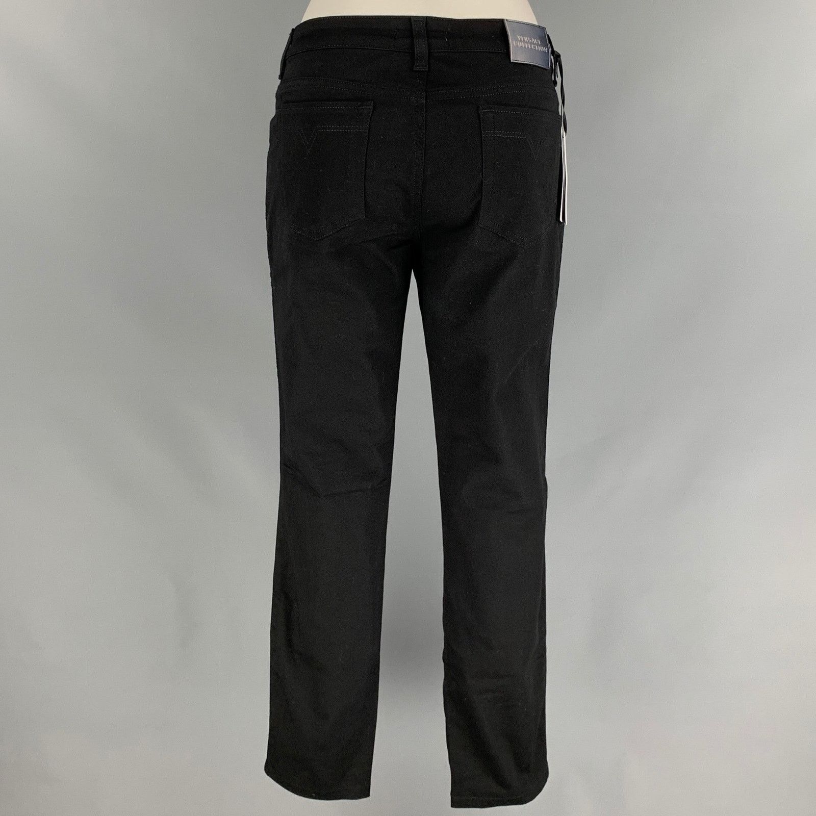 Versace VERSACE COLLECTION Black Cotton Blend Studded Skinny Jeans Size 26" / US 2 / IT 38 - 2 Thumbnail