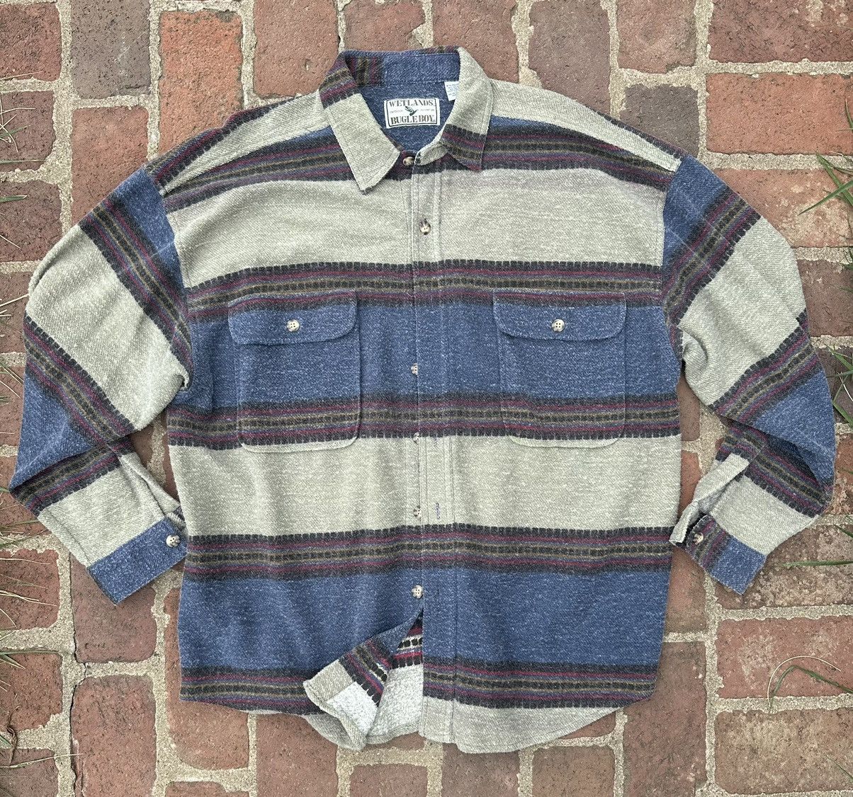 Bugle Boy × Vintage 90s Vintage Knit Flannel Size US XL / EU 56 / 4 - 1 Thumbnail