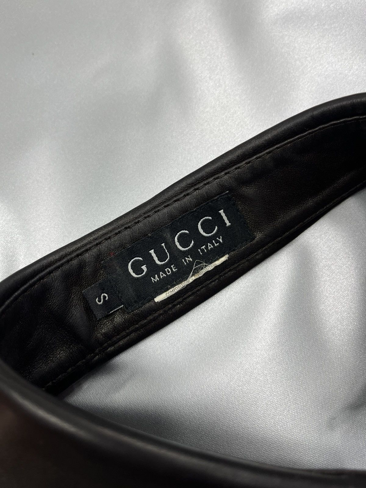 Gucci 💎90s Gucci Vintage Leather Shirt Collar Podium Size ONE SIZE - 14 Thumbnail