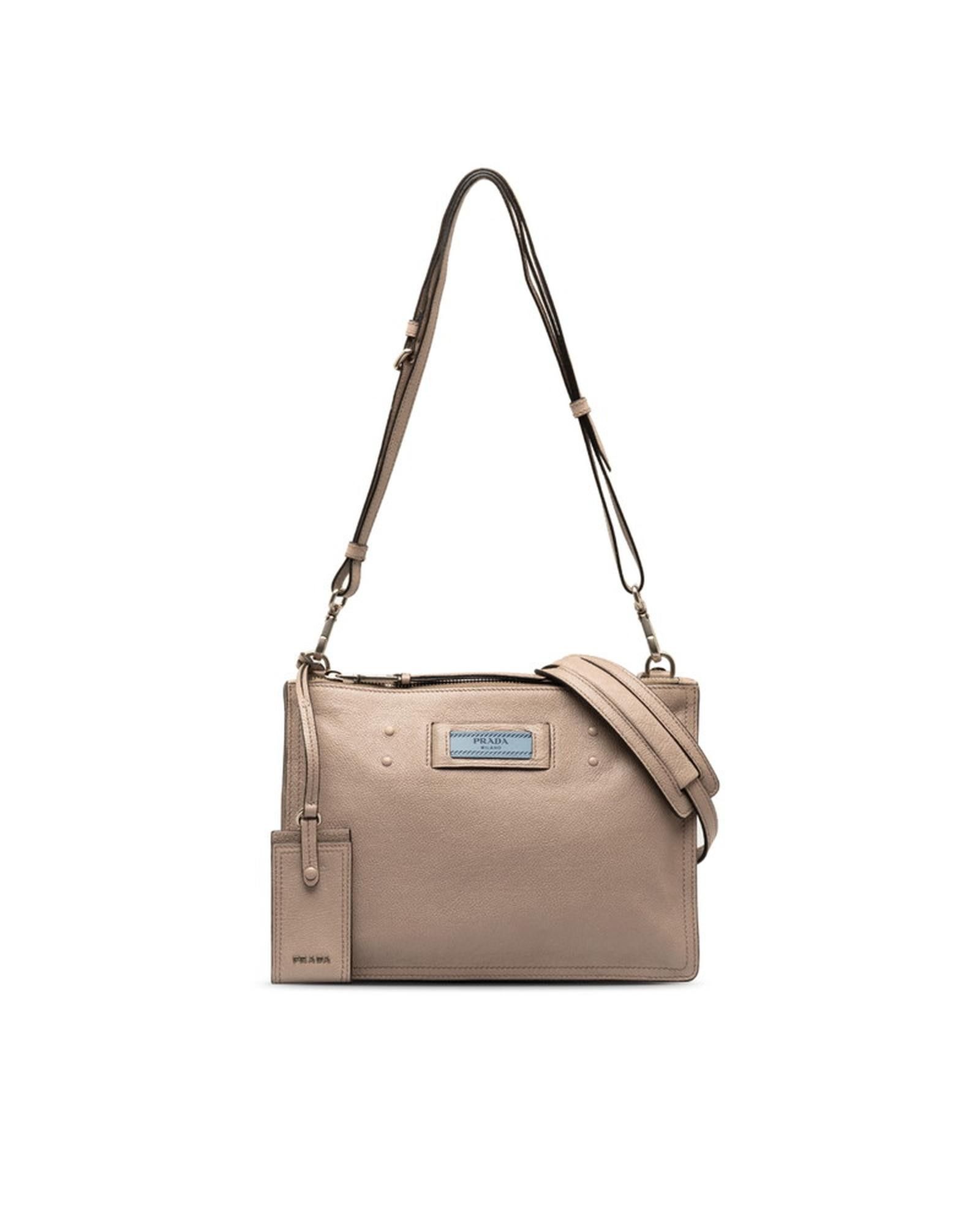image of Prada Grey Glace Calf Etiquette Crossbody Bag, Women's
