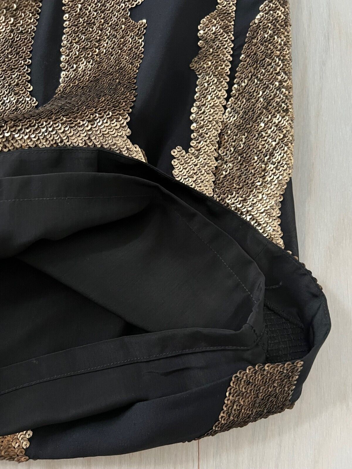 Robert Rodriguez $595 ROBERT RODRIGUEZ Gold Sequin Black SILK DRESS ( 2 ) Size XS / US 0-2 / IT 36-38 - 6 Thumbnail