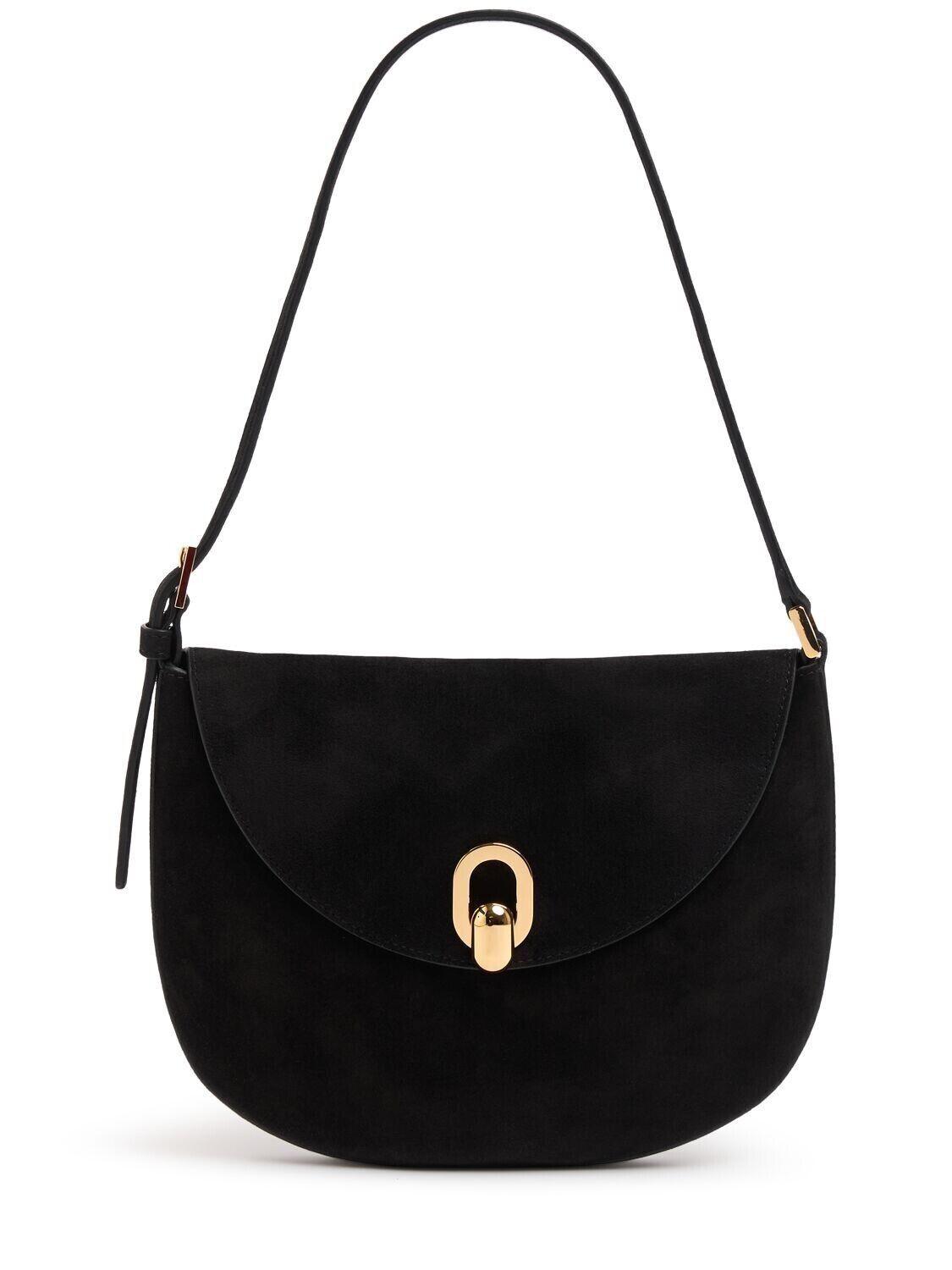 SAVETTE Small Tondo Black Suede Hobo Bag New And Authentic
