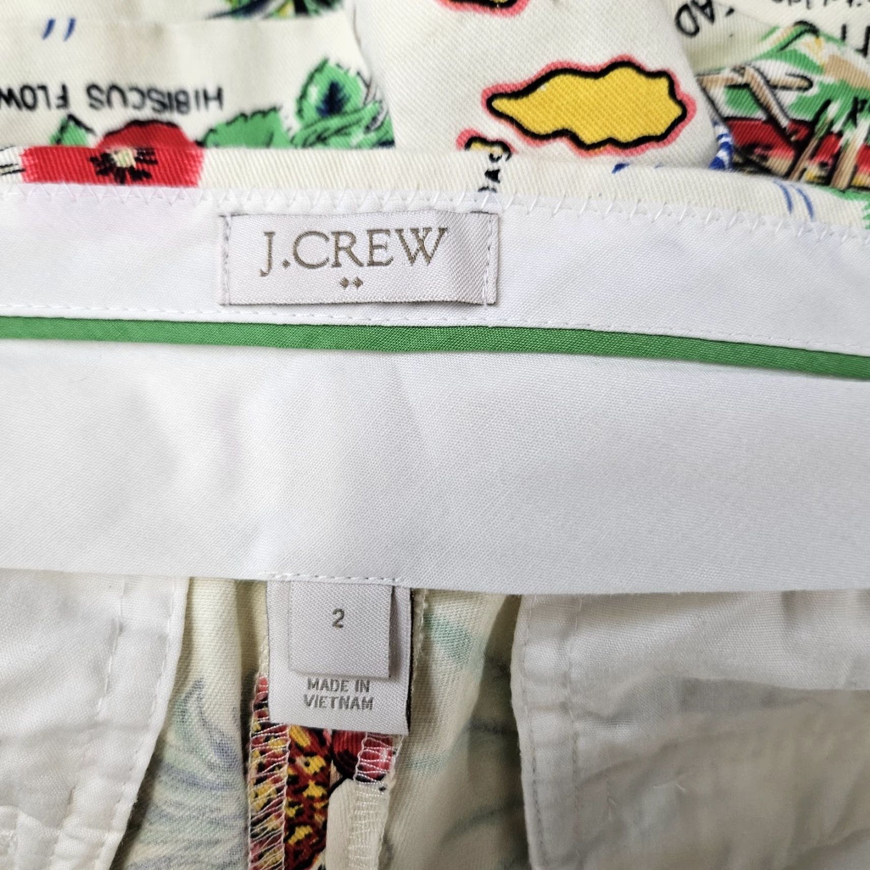 J.Crew VINTAGE J.CREW Womens Hawaiian Island Shorts Sz 2 Beige Green Cotton Chino Casual Denim? Size 26" / US 2 / IT 38 - 4 Thumbnail