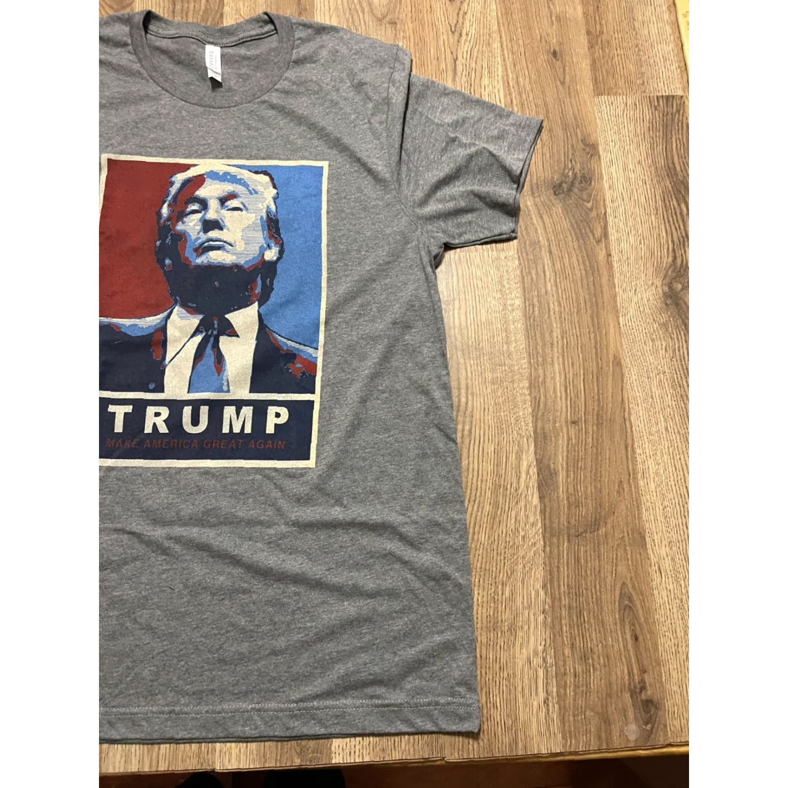 Vintage Bella + Canvas Shirt Mens L Gray Red White Blue President Trump T-Shirt Short Sleeve Solid Casual Boys? no—gender Men. End. Size US L / EU 52-54 / 3 - 4 Thumbnail