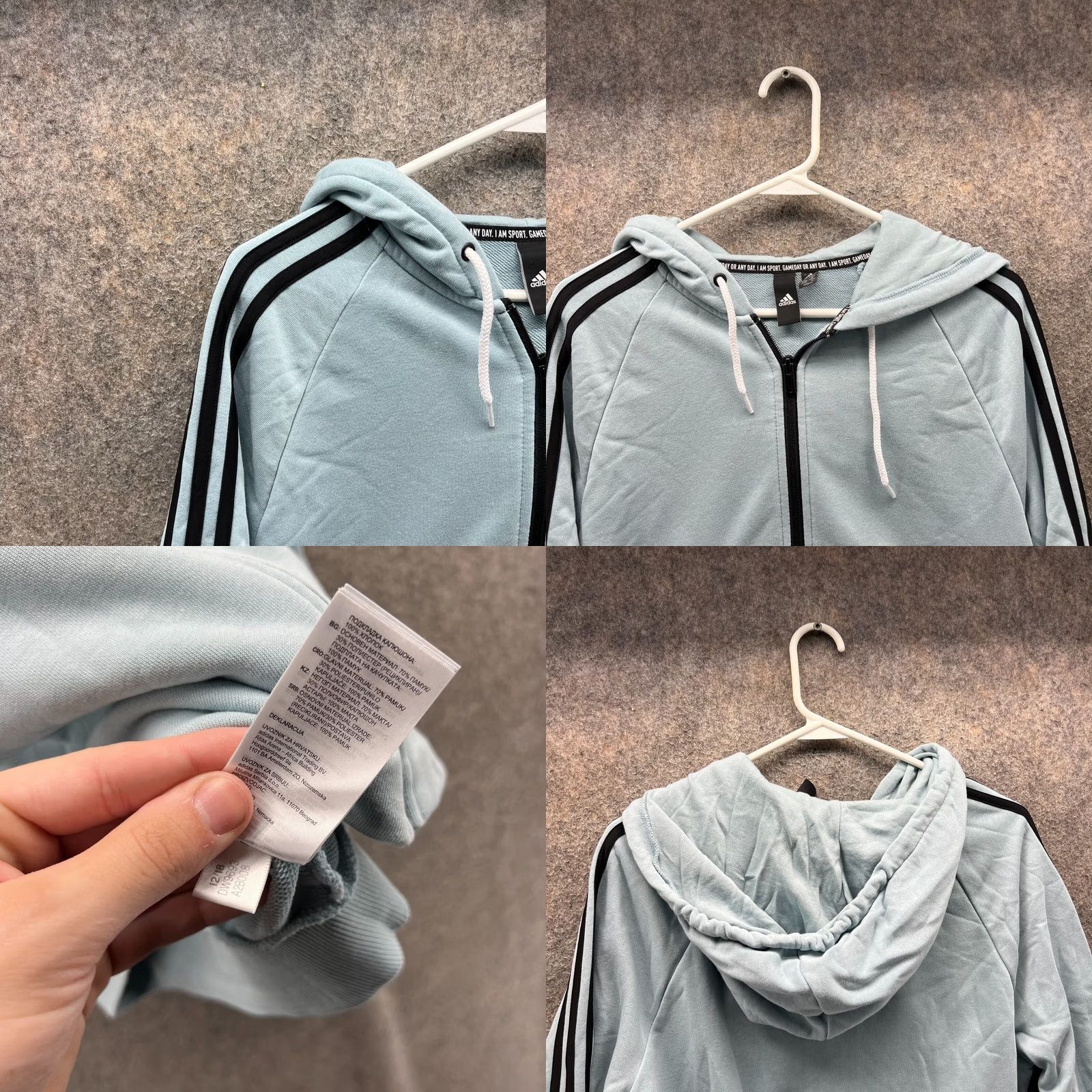 Adidas Adidas Hoodie Womens XS Blue Full Zip Jacket Track French Terry Size XS / US 0-2 / IT 36-38 - 8 Thumbnail