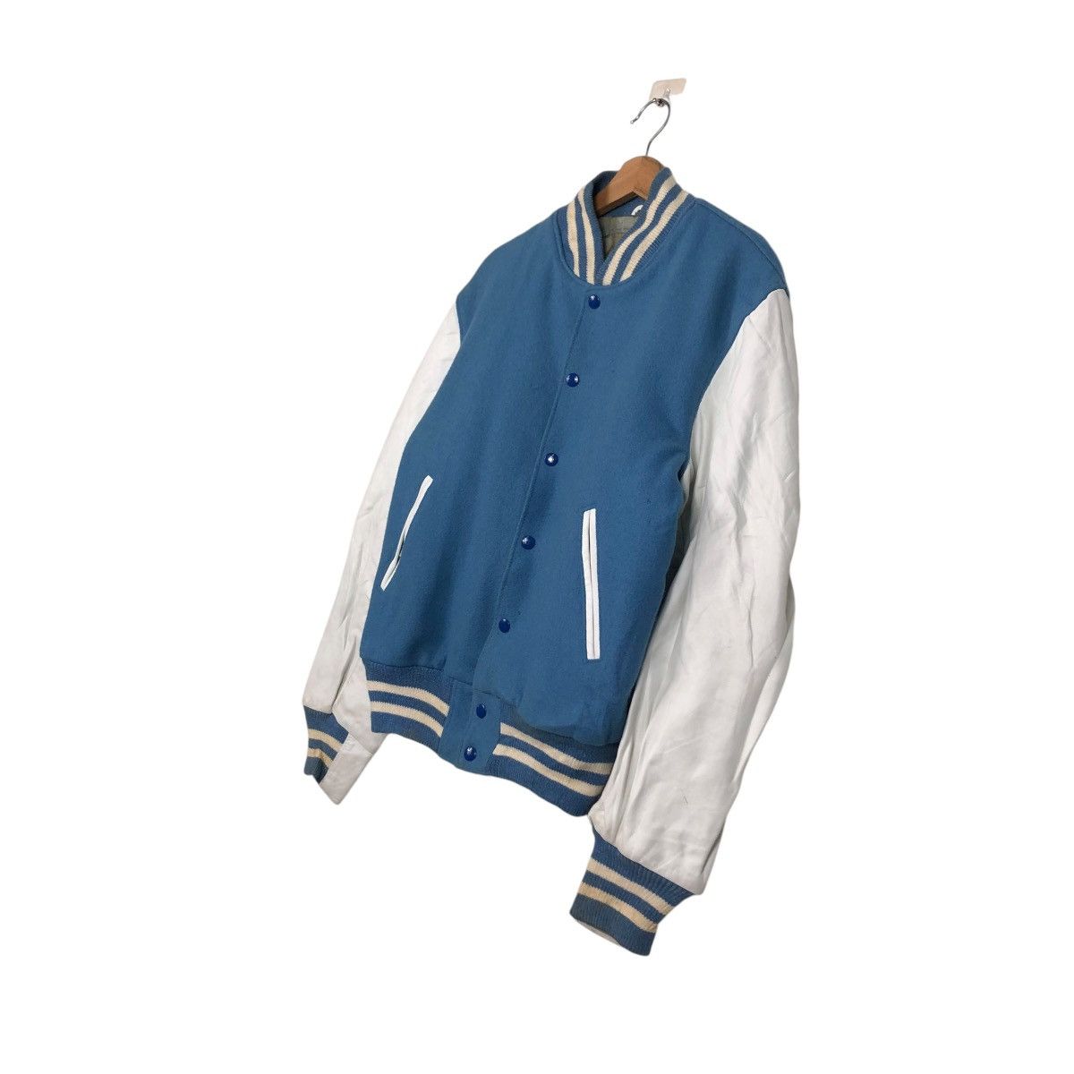 Golden Bear 🔥VINTAGE VARSITY JACKET LEATHER GOLDEN BEAR USA BABY BLUE Size US M / EU 48-50 / 2 - 4 Thumbnail