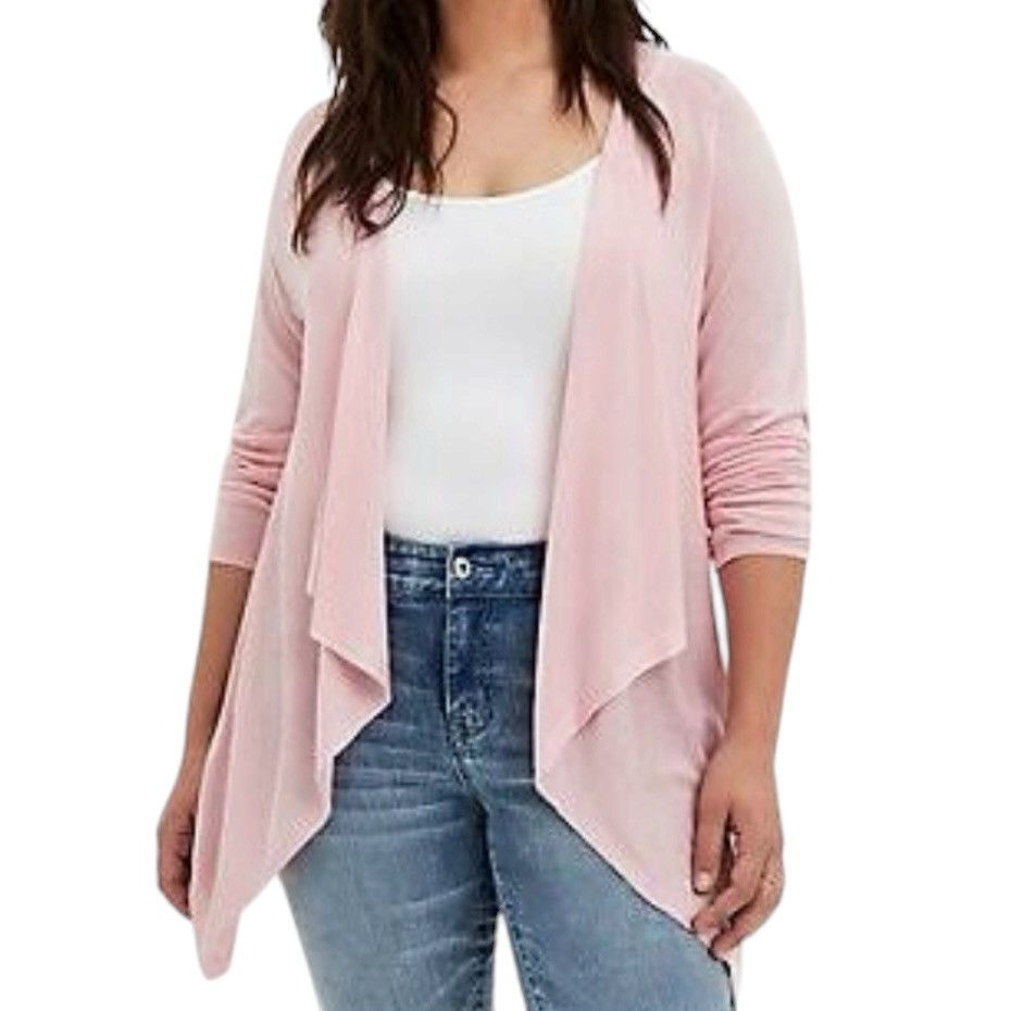 Torrid Torrid pale pink waterfall cardigan blouse Size XXL / US 16-18 / IT 52-54 - 1 Thumbnail