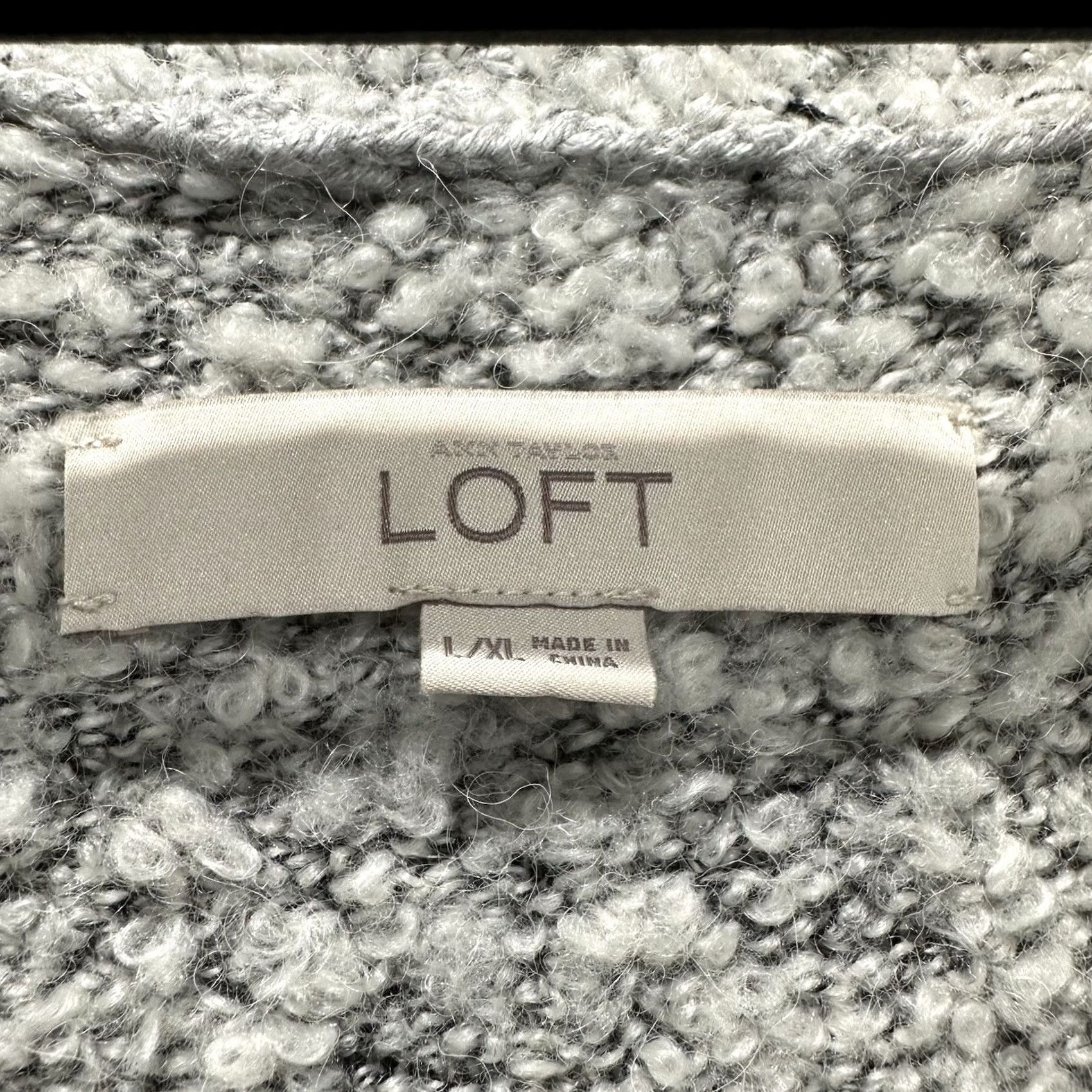 Loft LOFT Cardigan Sweater Womens L/XL Oversized Gray Open Front Wool Alpaca Blend Size XL / US 12-14 / IT 48-50 - 4 Thumbnail